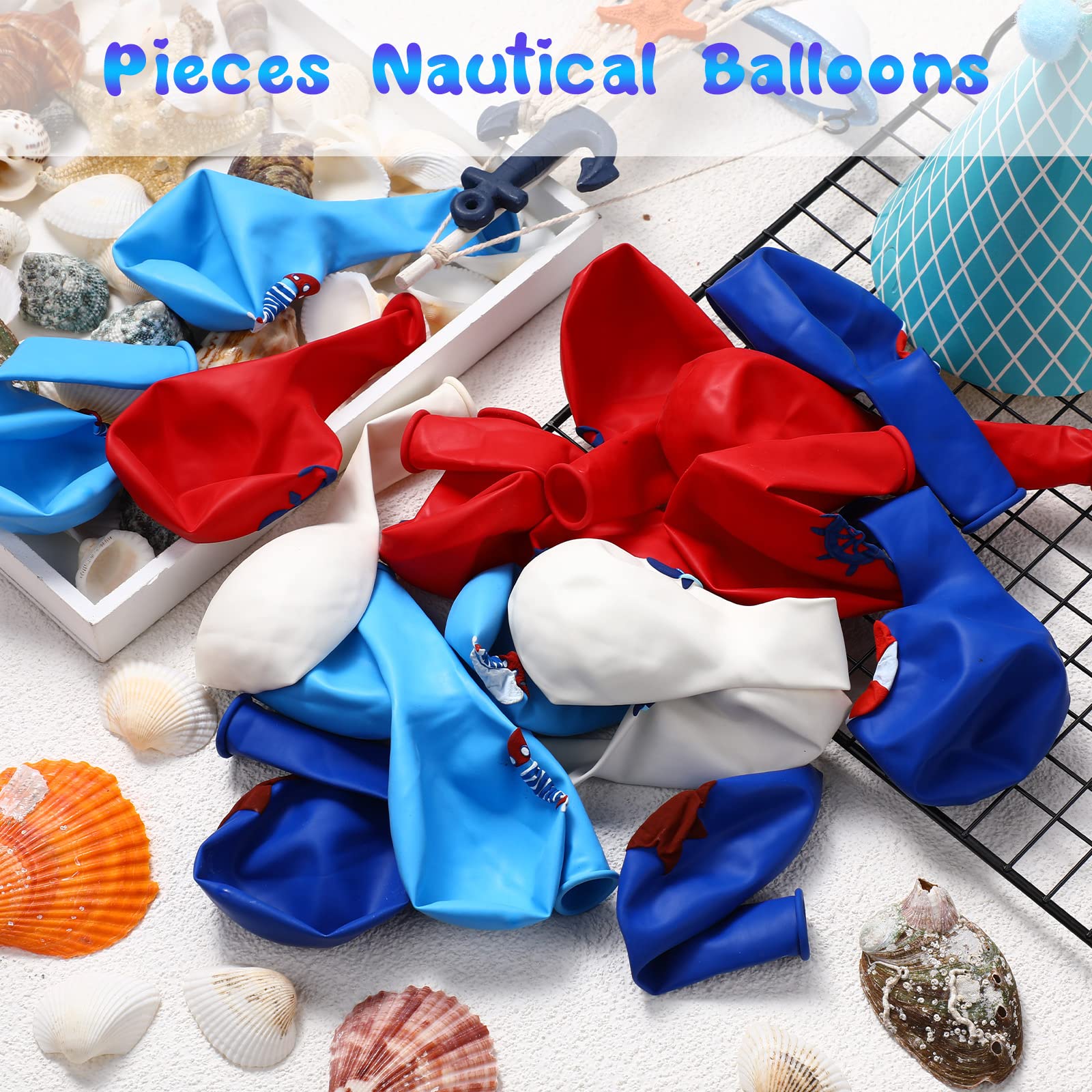 45-Piece Nautical Balloon Set - Anchor & Sailboat Themed Latex Balloons for Kids Birthday, Baby Shower, and Nautical Party Decorations - Perfect for Ocean-Themed Celebrations and Underwater Decor