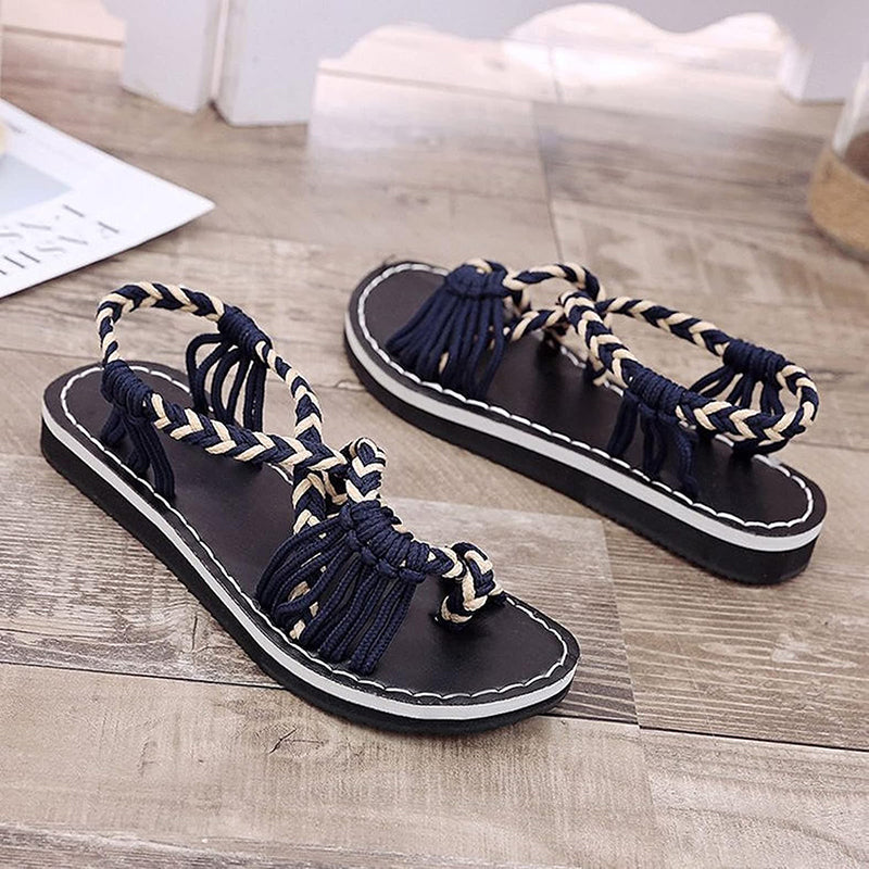 Stylish Summer Rope Flat Beach Sandals for Women - Comfortable Casual Flip Flops with Non-Slip Sole | Perfect for Beach, Pool, Vacation & Outdoor Activities