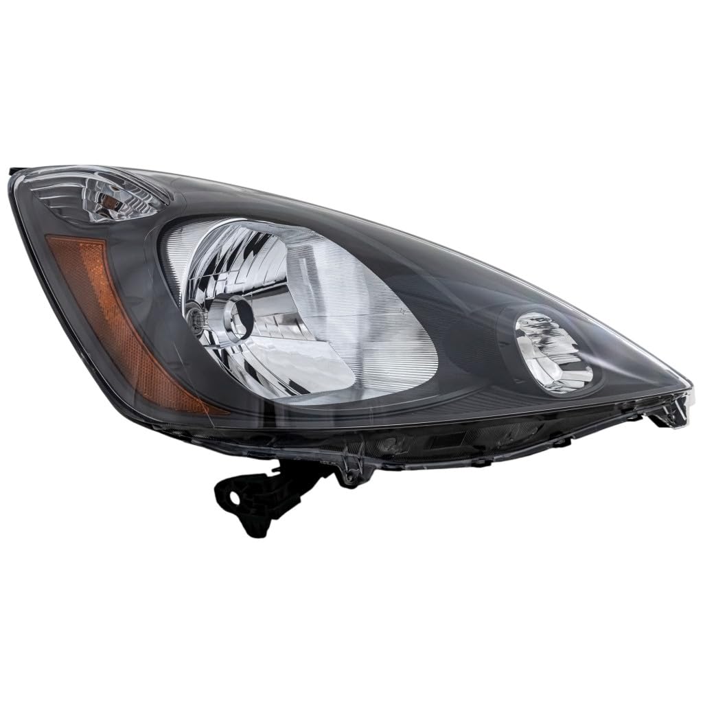 2009-2014 Honda Fit Passenger Side Headlight Assembly - Black Housing with Bulbs, DOT Certified (Replaces HO2503138) | CarLights360 | Perfect for Night Driving & Foggy Conditions