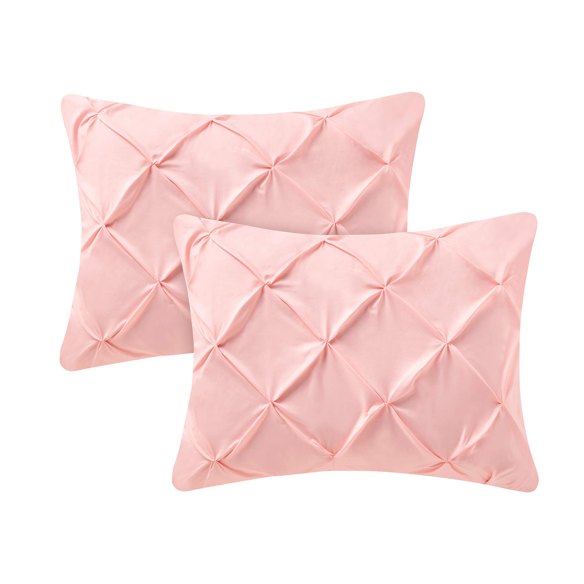 Byourbed Rose Quartz Pin Tuck Standard Sham Pillowcase Set (2-Pack) - Luxury Bedding for Master Bedroom & Guest Room Decor