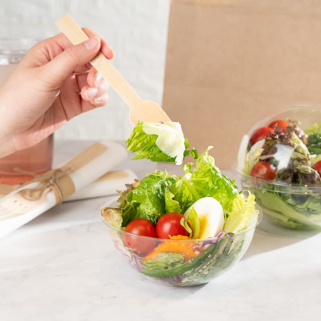 Restaurantware Thermo Tek 12oz Clear Plastic Salad Bowls with Airtight Dome Lids - 50 Pack Disposable Food Containers for Fresh Salads, Meals & Takeout | Perfect for Restaurants, Catering & Meal Prep