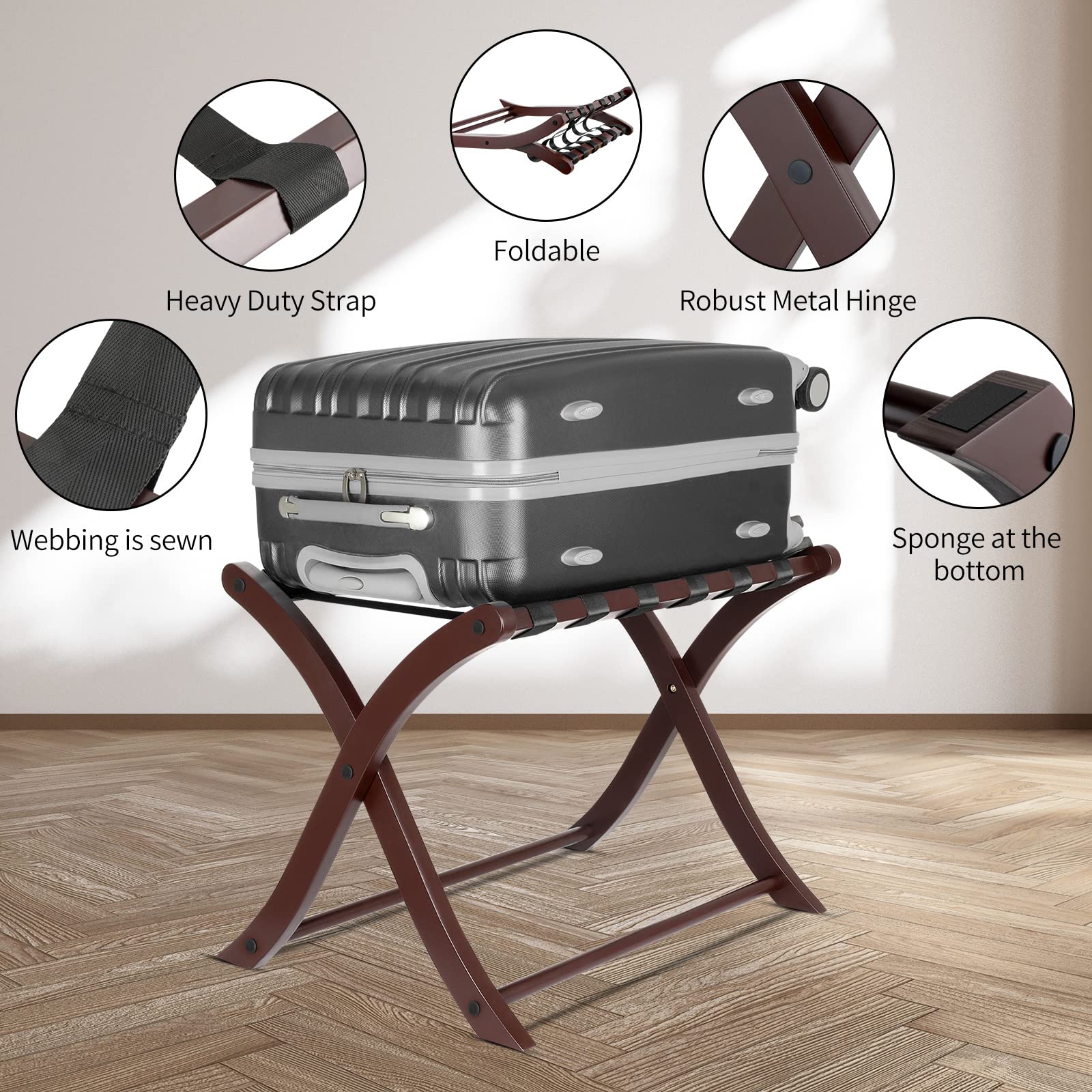 Foldable Luggage Rack - Space Saving Suitcase Stand for Bedroom, Guest Room, Hotel & Living Room - Perfect for Travel Storage & Organization