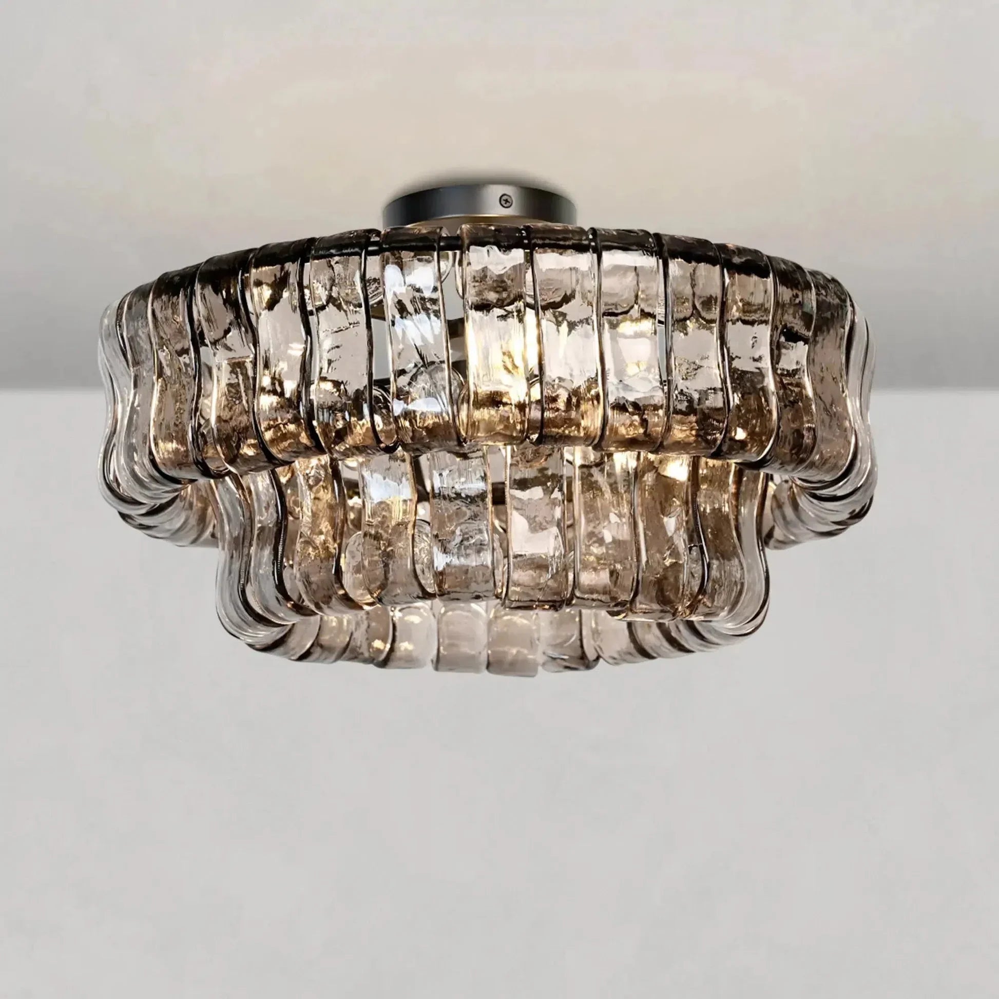 Modern Glass Flushmount Ceiling Light - Sleek Crystal Chandelier for Living Room, Bedroom & Dining Room - Elegant Home Lighting Fixture