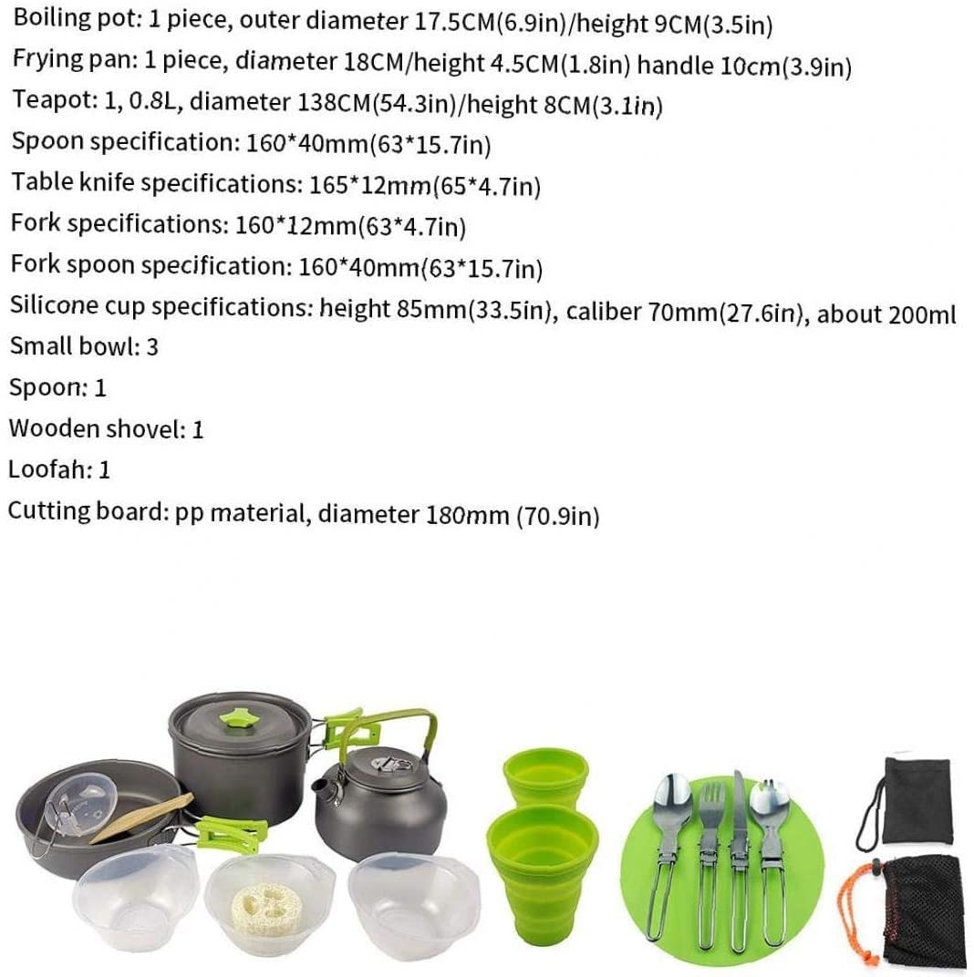 **Lightweight Camping Cookware Set - Portable Pot, Pan, Kettle with Fork, Knife & Spoon - Perfect for Outdoor Camping, Hiking & Picnics (Orange)**
