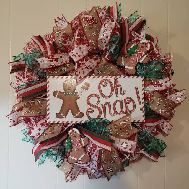 12x6 Inch Wooden Gingerbread Man Christmas Sign - Oh Snap Gingerbread Wall Decor for Holiday Home, Office & Gift Giving