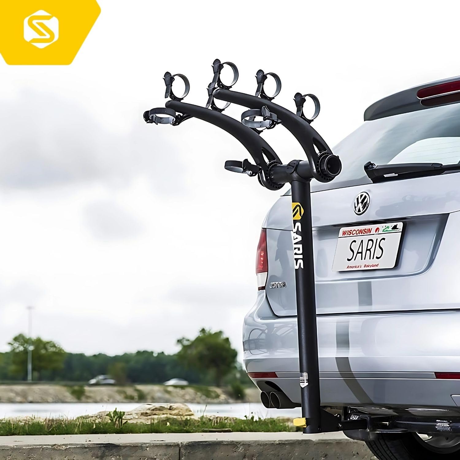 Saris Bones 4-Bike Hitch Rack - Foldable Bicycle Carrier with Tilting Base for SUV, Truck & Van - Perfect for Road Trips, Camping & Outdoor Adventures