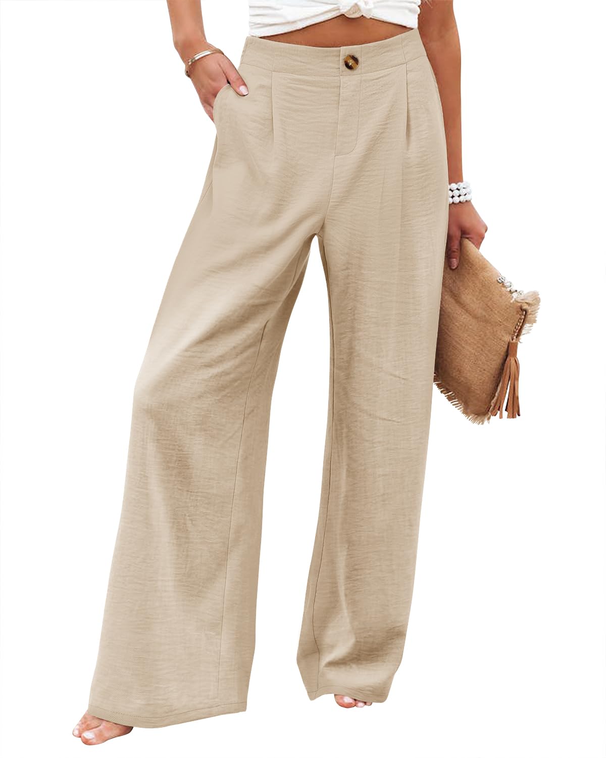 Angerella Women's High Waisted Stretch Casual Pants - Elastic Back Business Trousers for Office & Work - Comfortable Long Work Pants (Sizes S-3XL) - Perfect for Office Wear, Business Meetings & Everyday Comfort