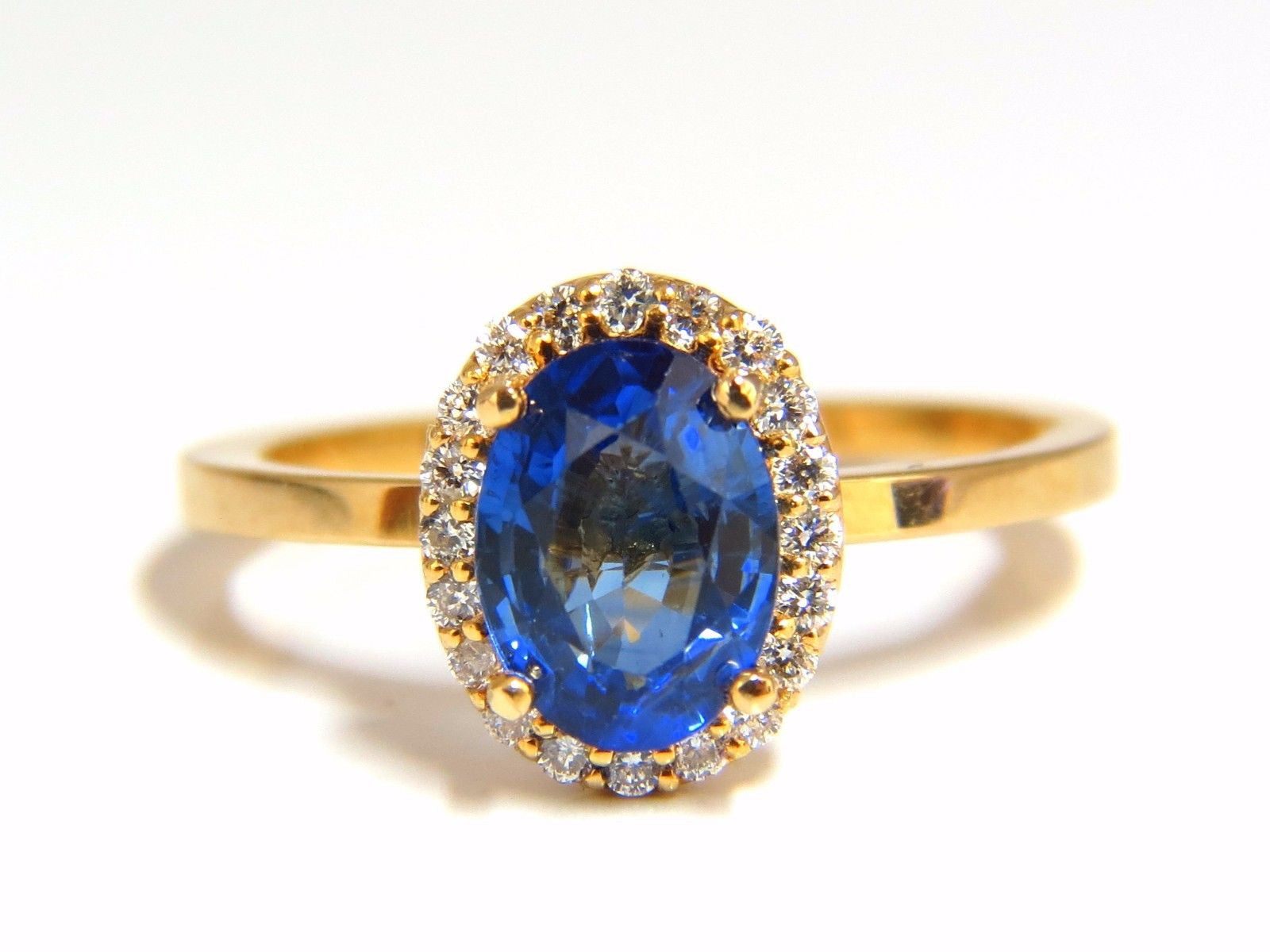 2.18 Carat Natural Vivid Blue Sapphire & Diamond Halo Ring in 18K Gold - Elegant Petite Engagement Ring for Women, Perfect for Proposals, Anniversaries & Special Occasions