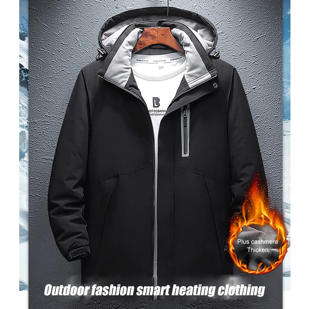 LANGWEI Men's 8-Zone USB Electric Heated Jacket - Waterproof Winter Coat for Skiing, Hiking & Outdoor Activities - Rechargeable Heating Vest for Cold Weather