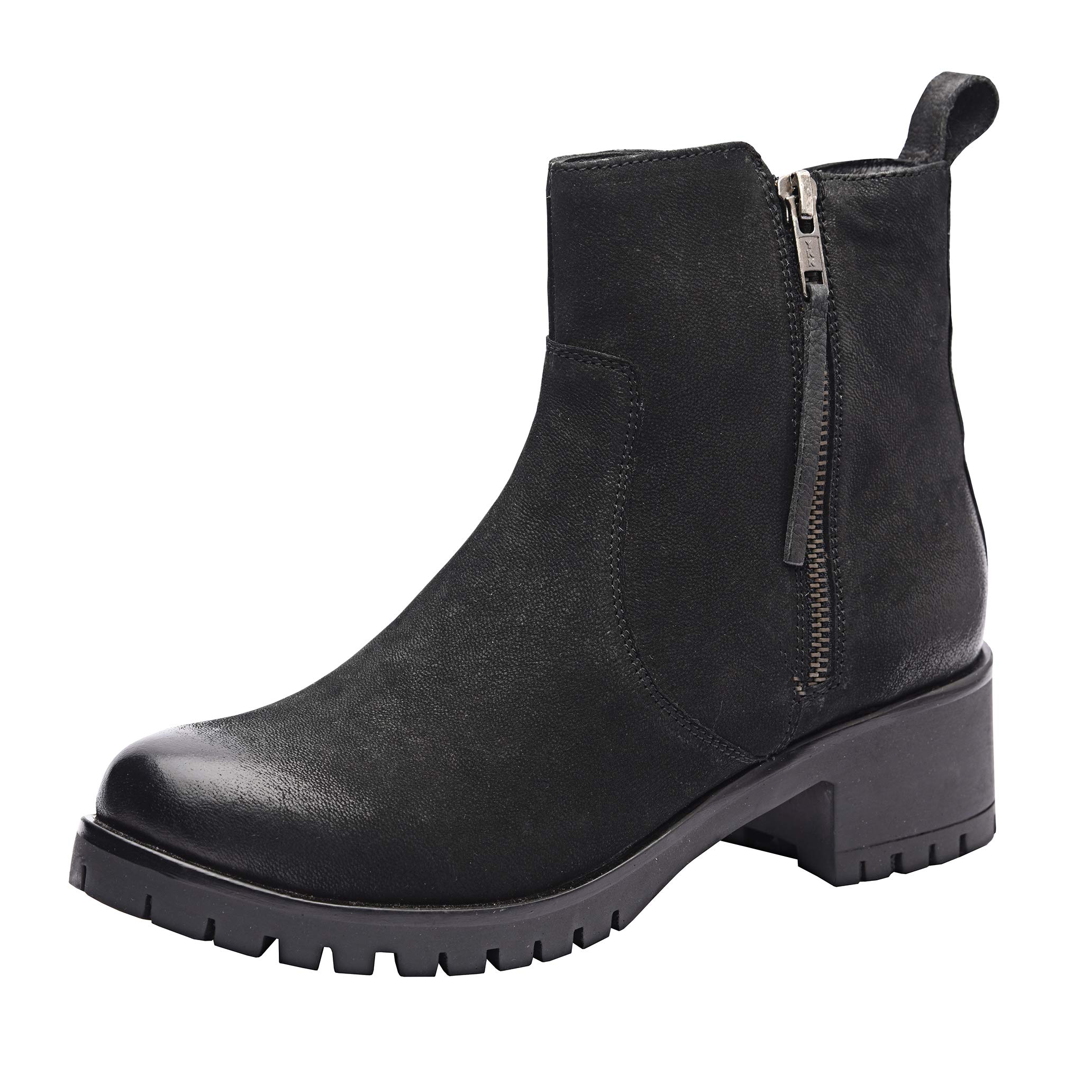 ALLONSI Women's Genuine Leather Booties - Chelsea & Ankle Boots with Block Heel | Handmade TPR Sole & Zip Closure | Everyday Comfort & Handcrafted Detailing | Perfect for Office, Casual Outings & Fall/Winter Fashion