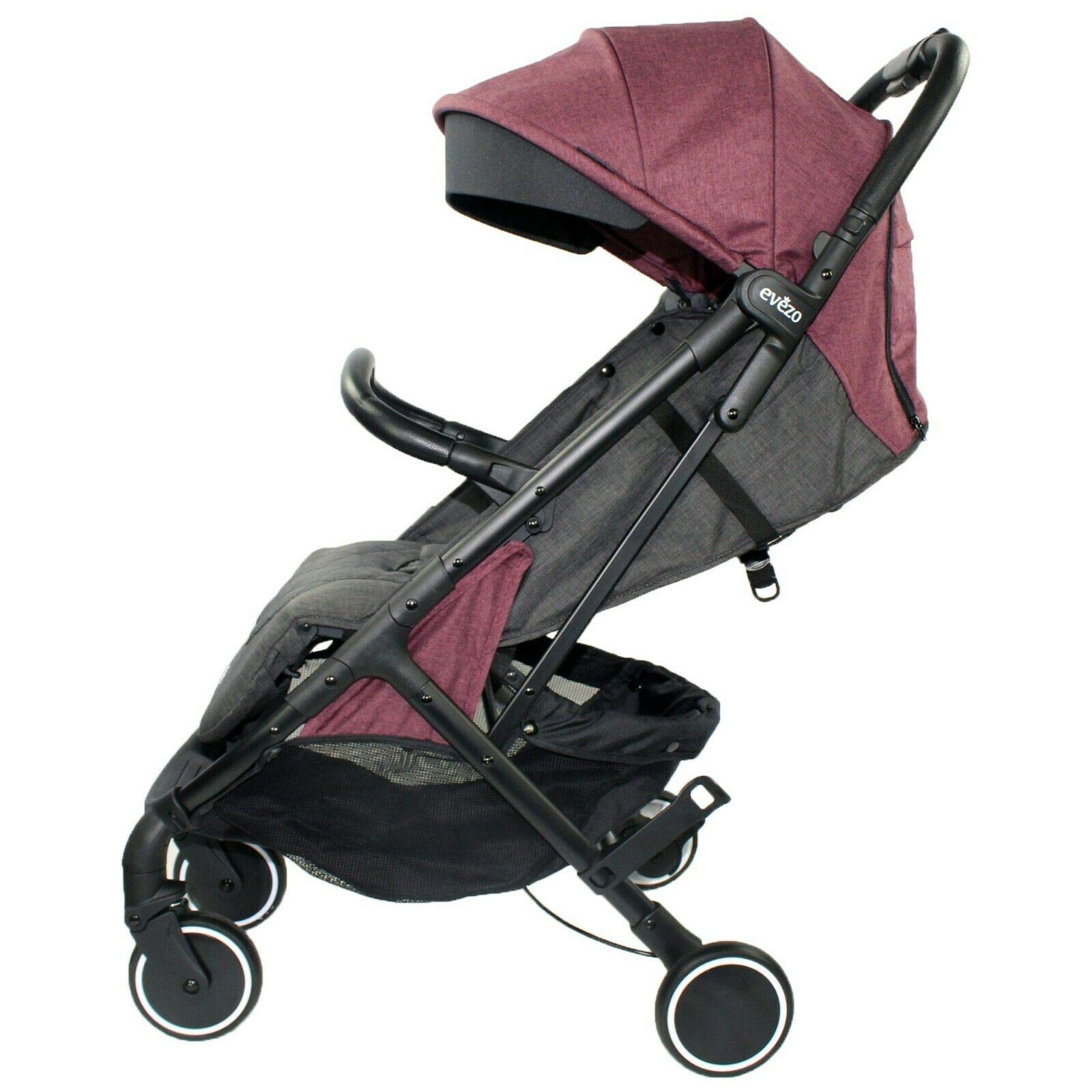 Evezo Channy Lightweight Roll 'N' Go Folding Travel Stroller for Baby - Compact & Portable Gray (Dusty Rose) | Perfect for Air Travel, Shopping & Daily Outings