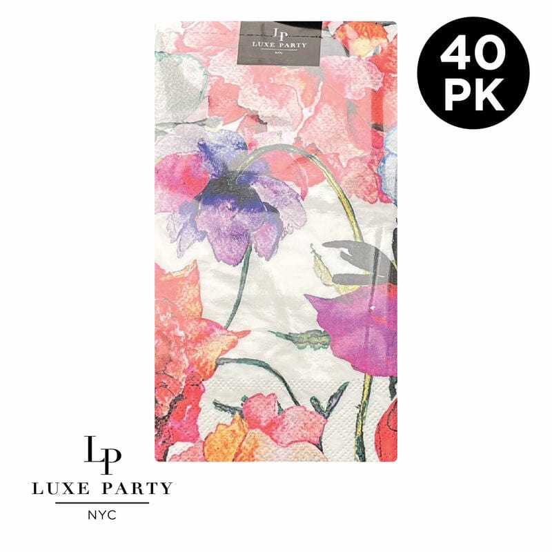 Disposable Paper Buffet Napkins 40 Pack - Red Floral Design for Parties, Weddings & Events | Eco-Friendly Bulk Napkins for Dining, Catering & Home Use