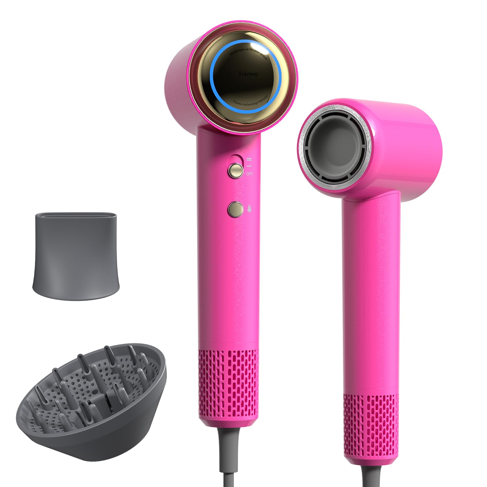Tideway H11 Professional Hair Dryer - 110,000 RPM High Speed, Fast Drying with Plasma Technology for Healthy Scalp | Lightweight, Quiet, Smart Temperature Control, 4 Heat Settings | Travel-Friendly with Magnetic Nozzle & Diffuser | Perfect for Home, Salon & Travel Use