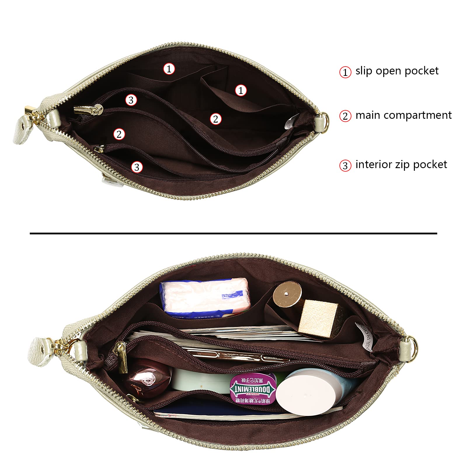 Uromee Genuine Leather Wristlet Wallet Clutch Purse for Women - Detachable Crossbody Shoulder Chain Handbag | Perfect for Parties, Travel & Everyday Use