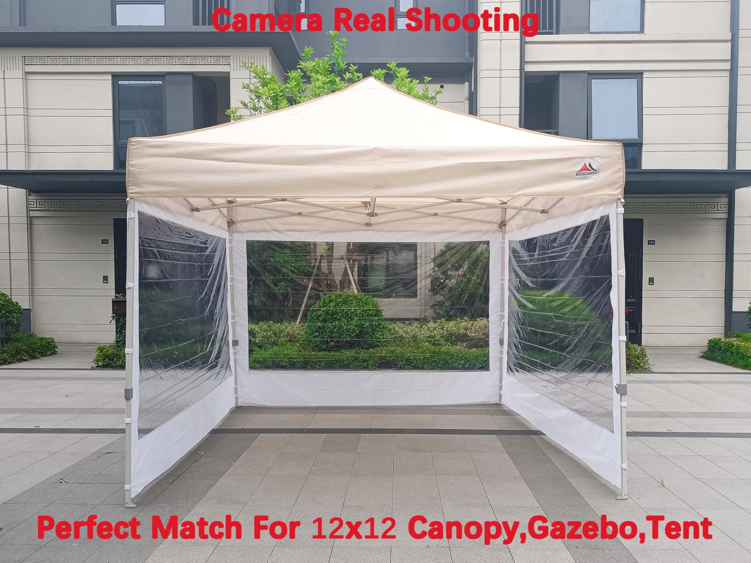 12x12 Canopy Clear Window Sidewalls - 3 Pack White Sunwalls for Outdoor Events, Picnics & Market Stalls | Durable & Weather-Resistant