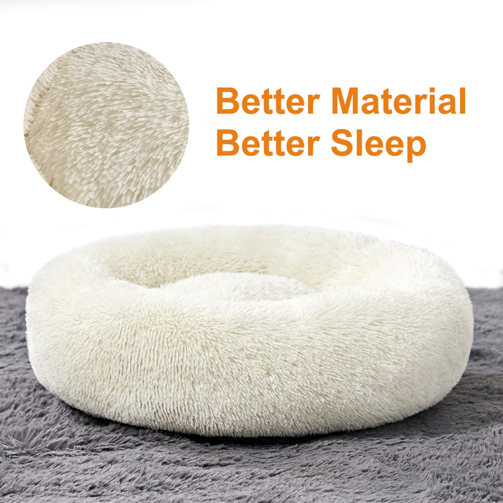 Washable Round Donut Dog Bed for Small Dogs - Soft & Comfy Calming Cuddler Pet Bed - Perfect for Puppies, Travel & Home Use
