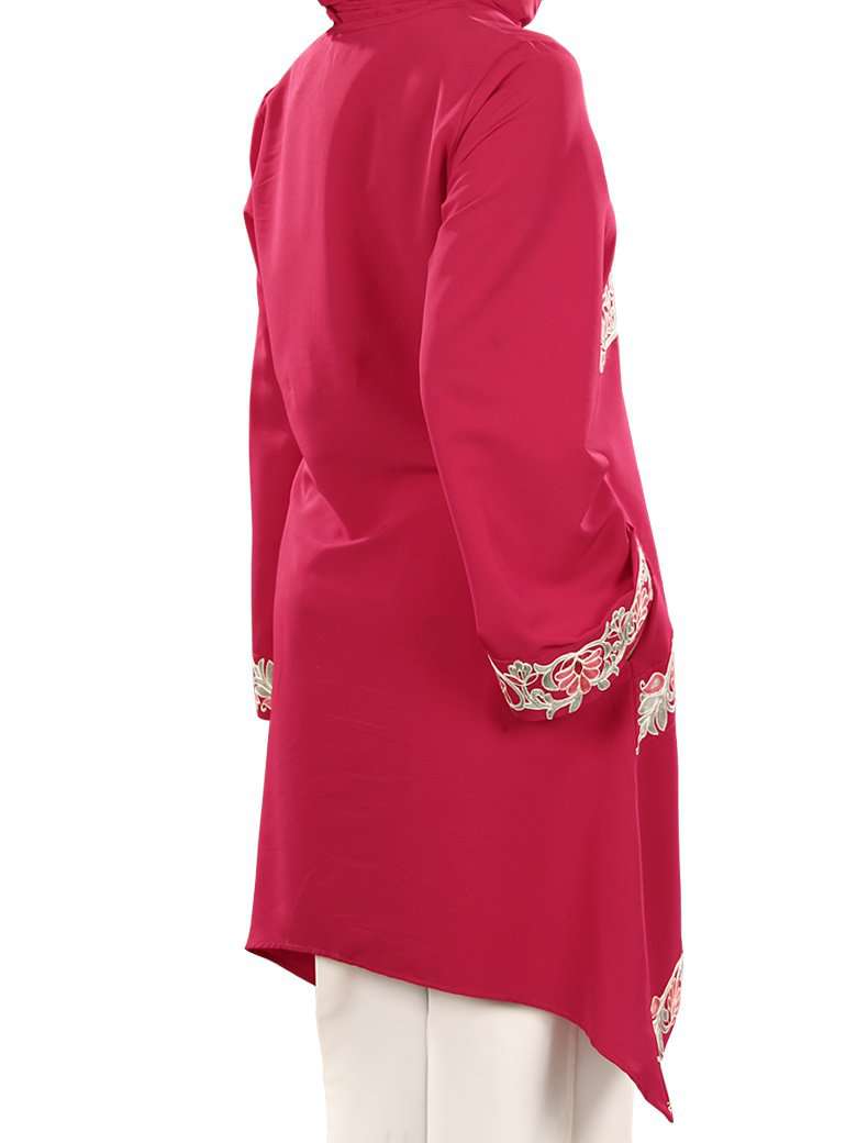 Fatimah Rose Pink Islamic Tunic - Modest Muslim Women's Dress for Prayer & Daily Wear