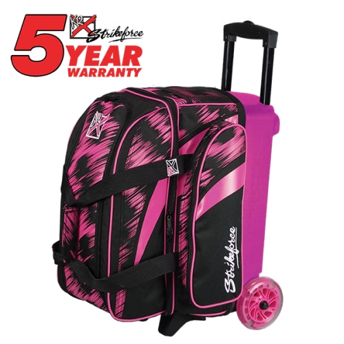 KR Strikeforce Cruiser Scratch Pink Double Roller Bowling Ball Bag - Durable & Spacious for Tournaments & League Play - Perfect for Bowling Enthusiasts & Pros