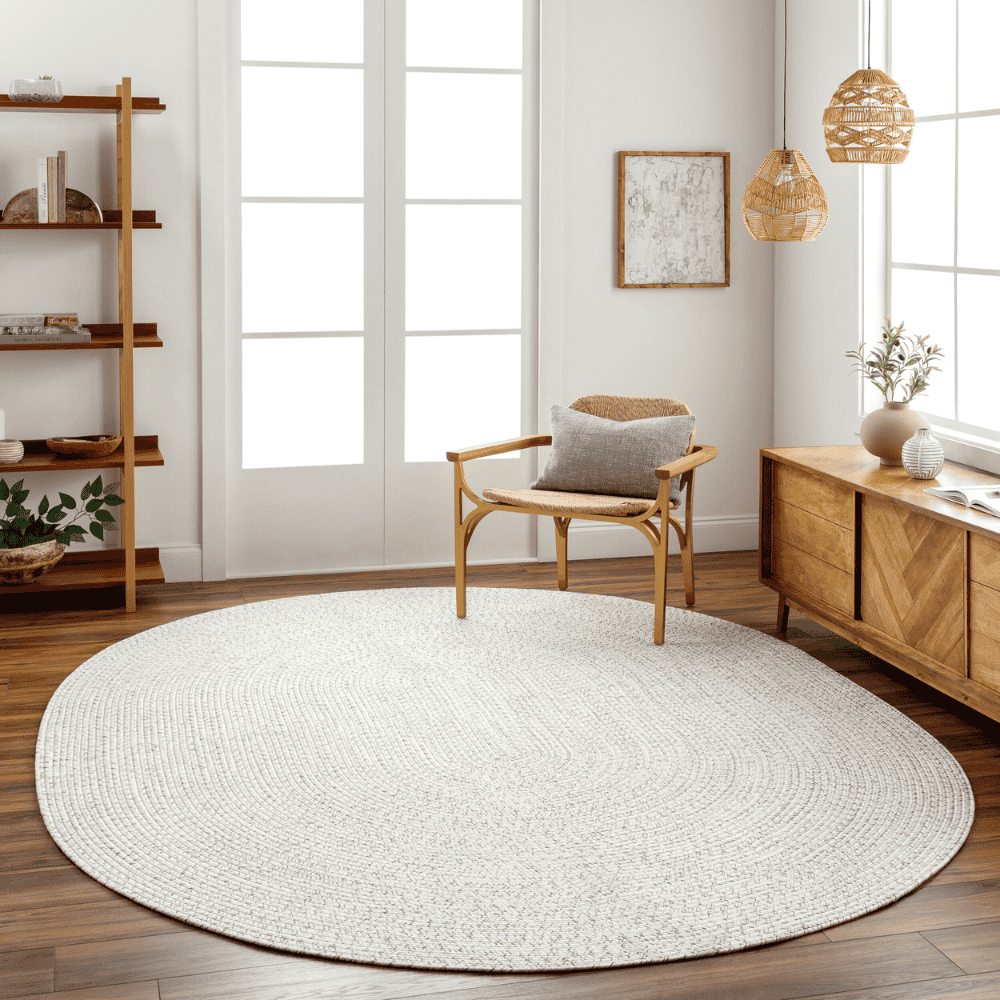 Premium Machine-Woven Outdoor Rug for Patio & Deck - Chesapeake Bay Design in Cream | Water-Resistant & Durable for Outdoor Use - Perfect for Backyard, Poolside & Garden Decor