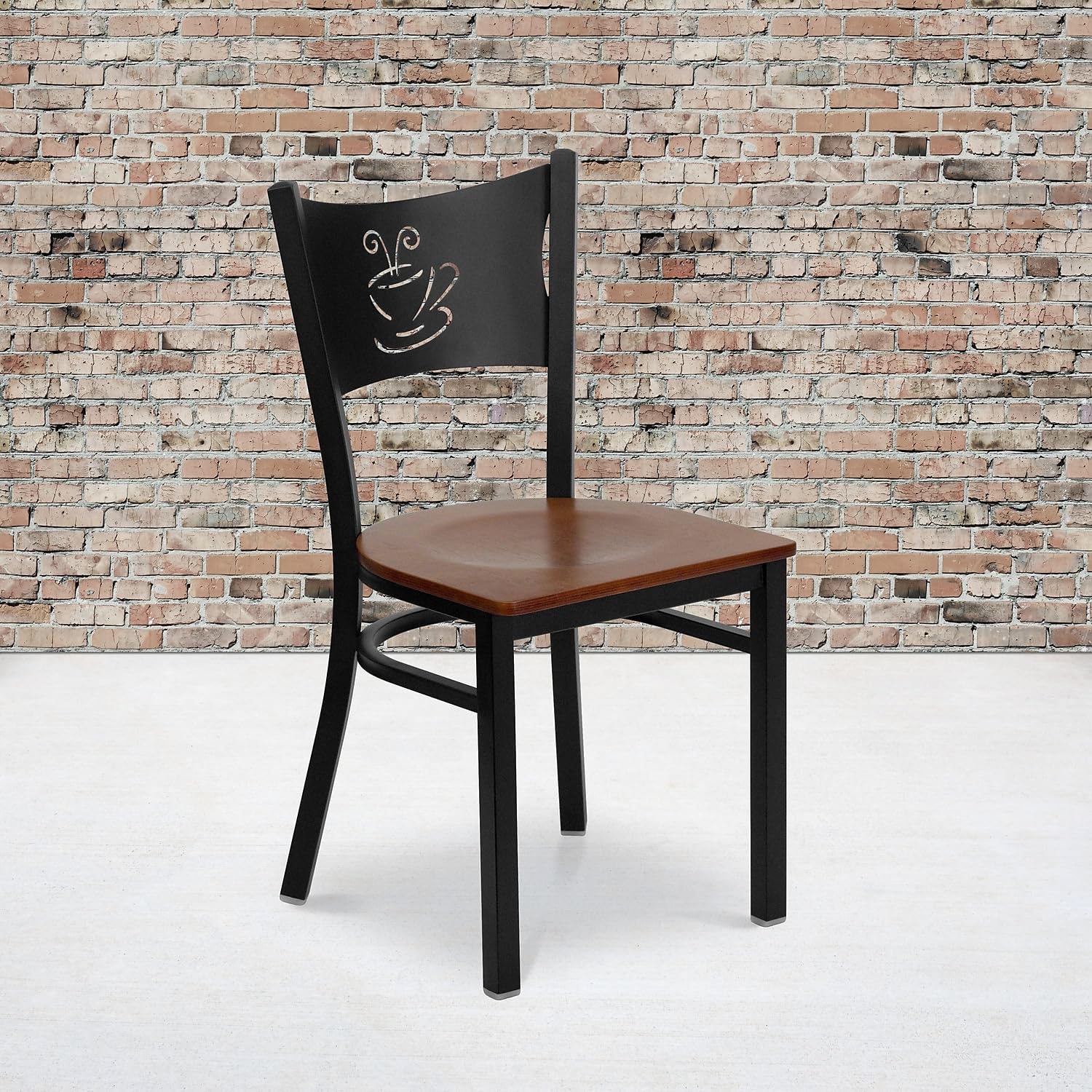 Flash Furniture 2-Pack HERCULES Series Black Metal Restaurant Chairs with Cherry Wood Seats - Heavy Duty Commercial Dining Chairs for Restaurants, Cafes, and Home Kitchens
