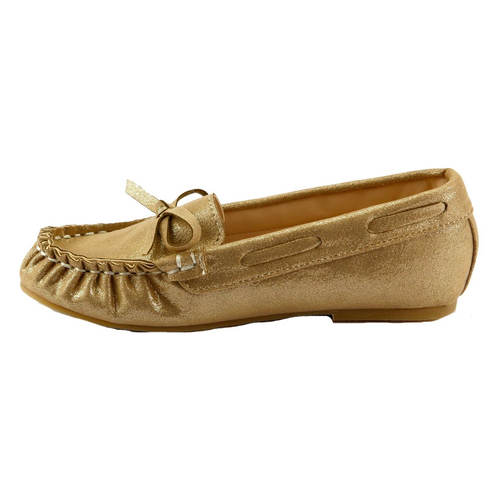 **The Doll Maker Girls' Glitter Moccasins – Toddler & Little Kid Soft Sole Shoes for Indoor & Outdoor Play**