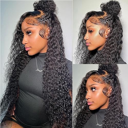 13x4 HD Lace Front Wig with Baby Hair | 180% Density Water Wave Lace Frontal Wig | Unprocessed Brazilian Virgin Human Hair | Glueless Water Curly Wigs for Women (30 Inch) | Perfect for Daily Wear, Parties & Special Occasions