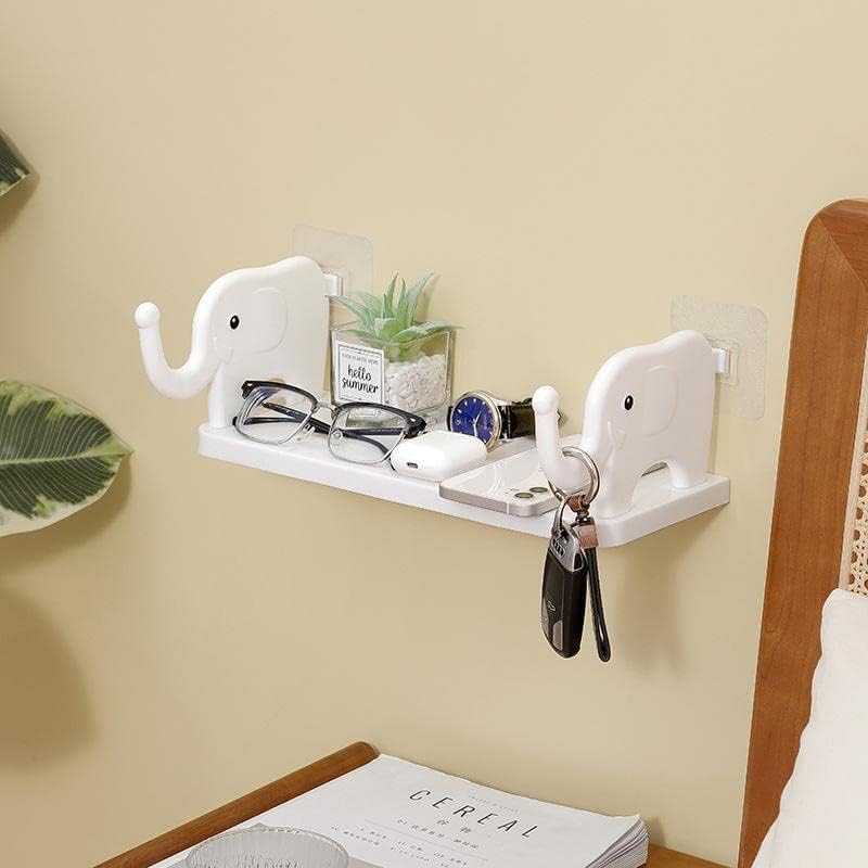 MOXSTAR Floating Shelf Wall Mounted - Self Adhesive No Drill Bathroom Storage Organizer - Sturdy Bathroom Wall Shelf for Toiletries, Cosmetics & Decor (Elephant Design) - Perfect for Small Spaces, Apartments & Modern Bathrooms