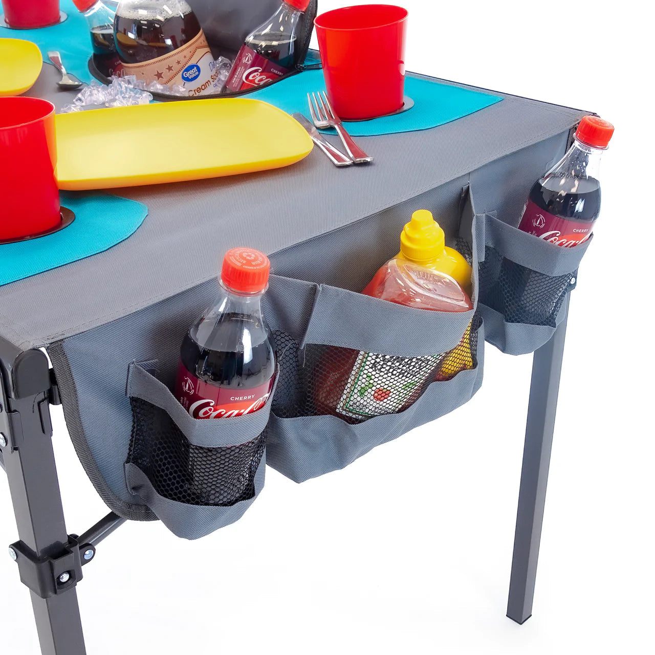 Portable Folding Wagon Cooler with Ice Box - Insulated Outdoor Picnic Table for Camping, Beach, Tailgating & Backyard Parties