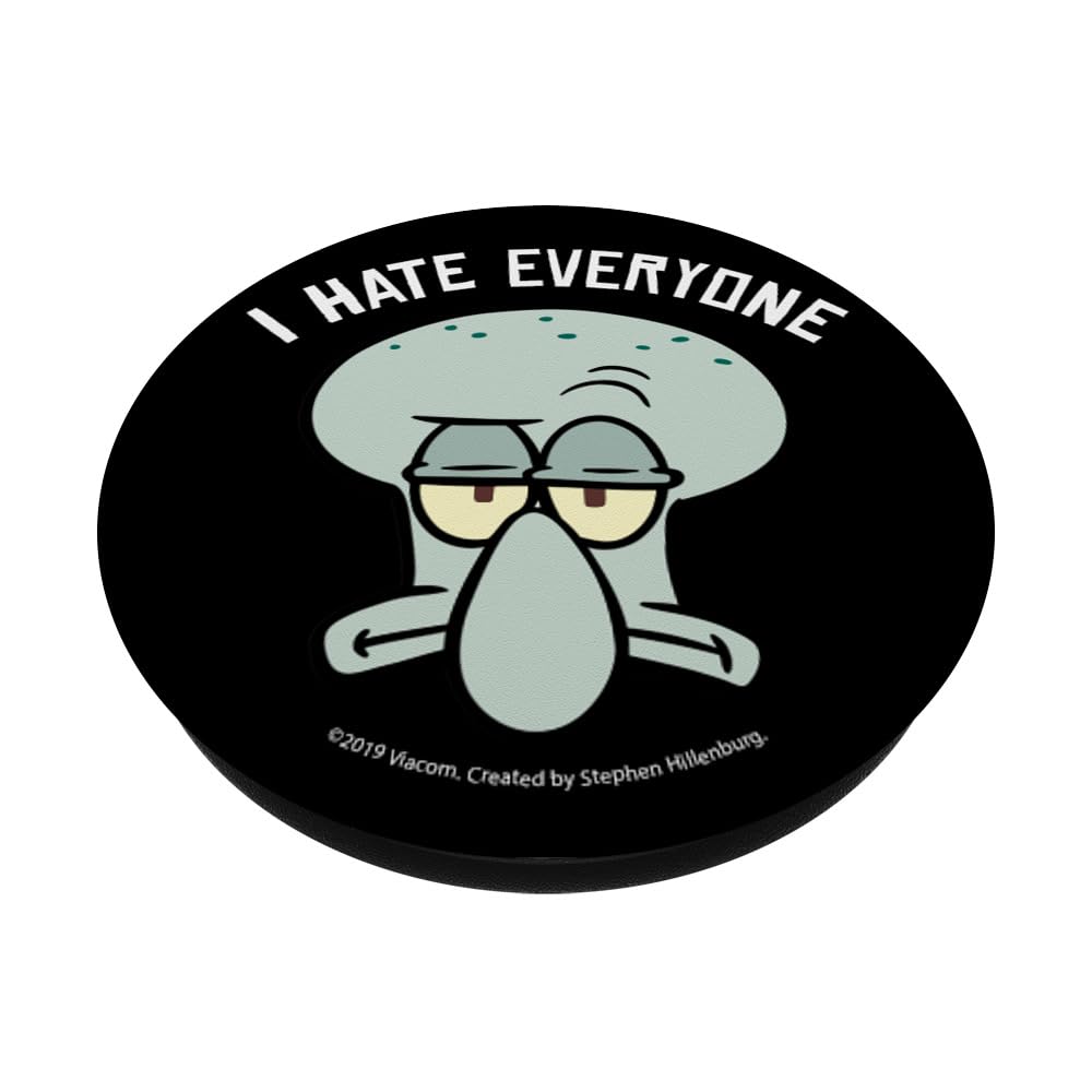 SpongeBob SquarePants Squidward 'I Hate Everyone' PopGrip - Expandable Phone Grip & Stand for iPhone, Samsung, Smartphones - Perfect for Fans, Office, School, Travel Accessories