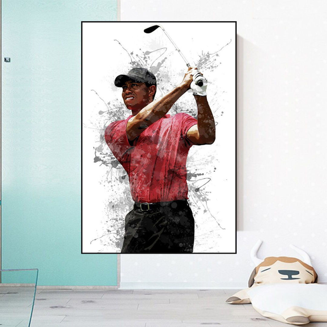 Tiger Woods Canvas Wall Art - Premium Sports Memorabilia for Golf Lovers | Perfect for Home, Office & Man Cave Decor