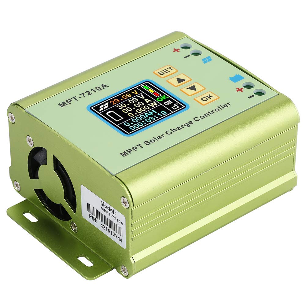 MPT 7210A 12V/24V MPPT Solar Charge Controller with LCD Display, Aluminum Alloy Case for Solar Panel System - Perfect for RV, Marine, Off-Grid & Home Solar Power Applications