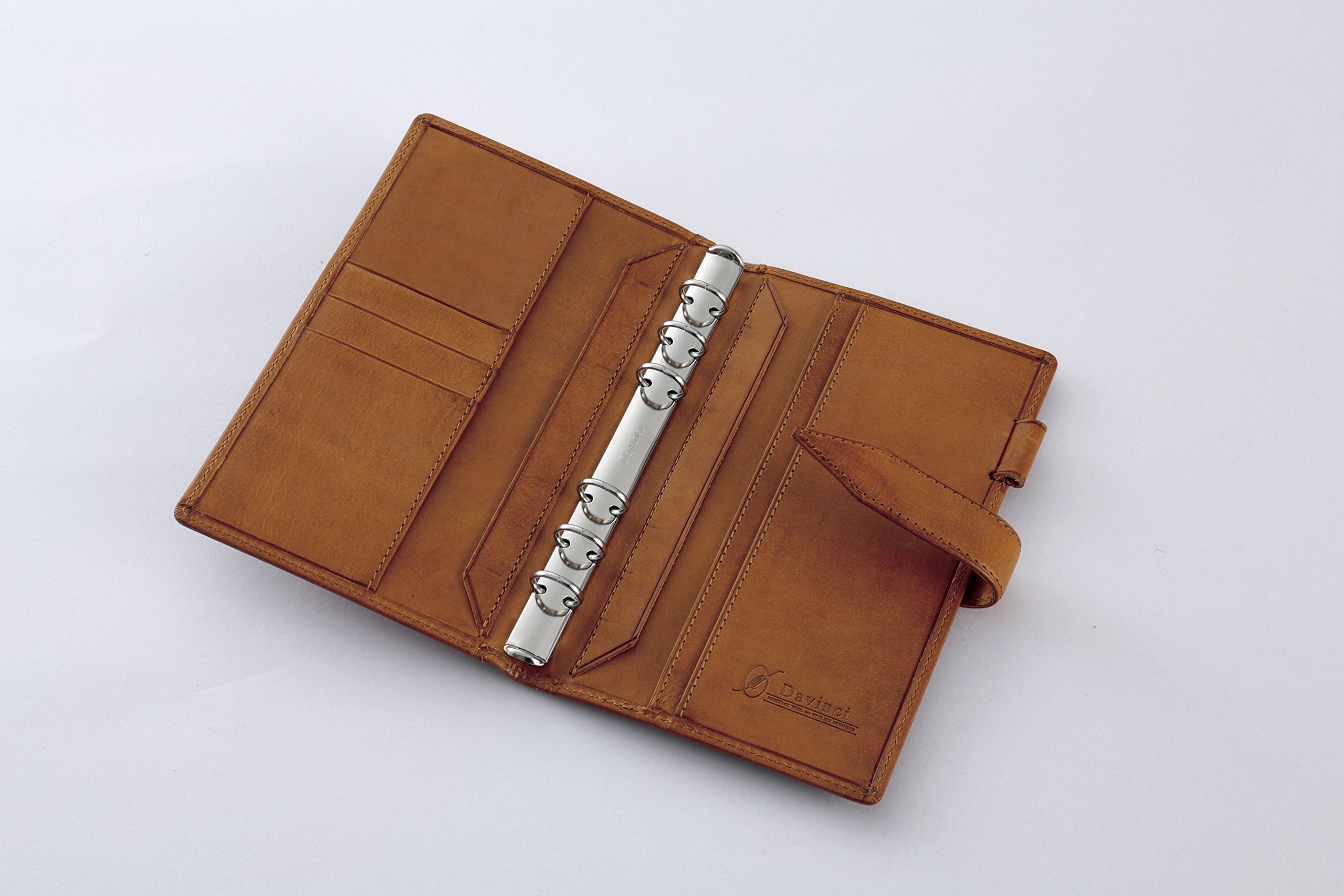 Raymei Fujii DB3011C Da Vinci Loroma Classic Bible Brown Leather Personal Organizer - Perfect for Business, Travel & Daily Planning