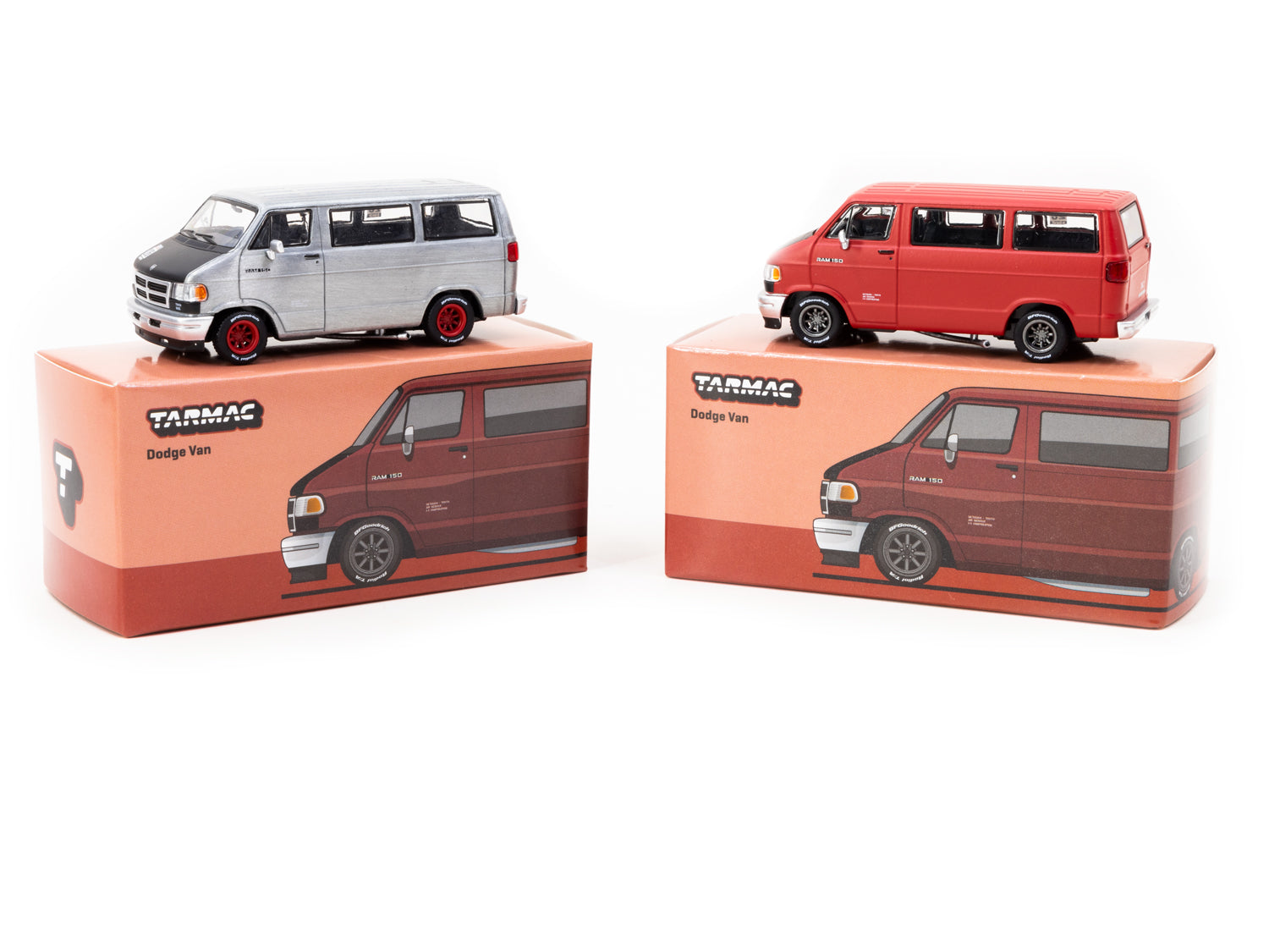 1/64 Scale Tarmac Works Dodge Van Diecast Model Car - Red GLOBAL64 - Perfect for Collectors, Display & Racing Scenes