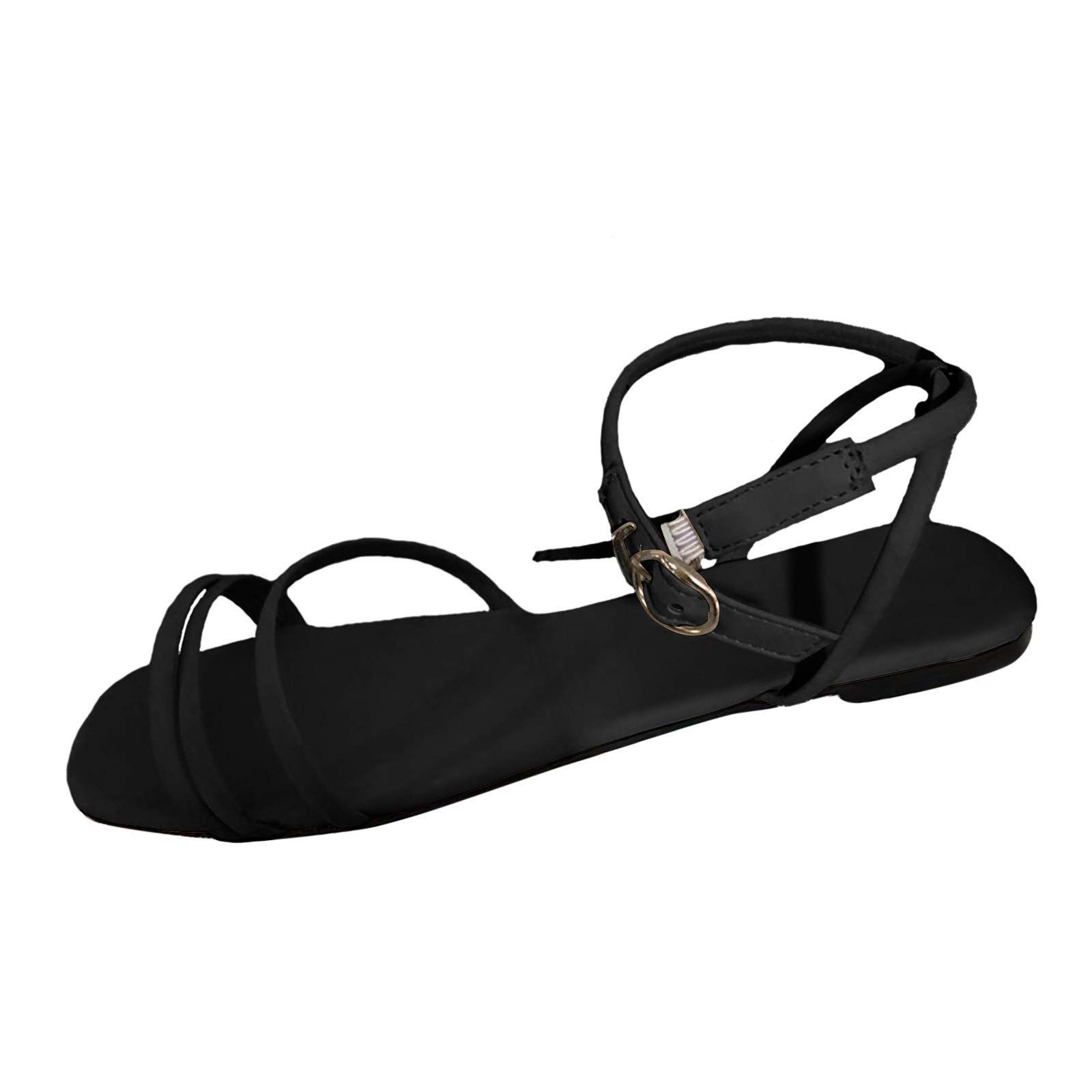 **Black Platform Sandals for Women - Comfortable Flat Sandals with Arch Support, Breathable & Lightweight for Outdoor, Casual & Leisure Wear**    (场景补充: **Perfect for Beach, Walking, Travel & Everyday Comfort**)