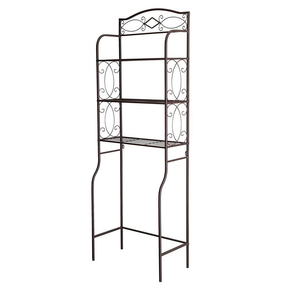 3-Tier Metal Over The Toilet Shelf - Space Saving Bathroom Storage Organizer for Towels, Toiletries & Coffee - Perfect for Small Bathrooms & Apartments
