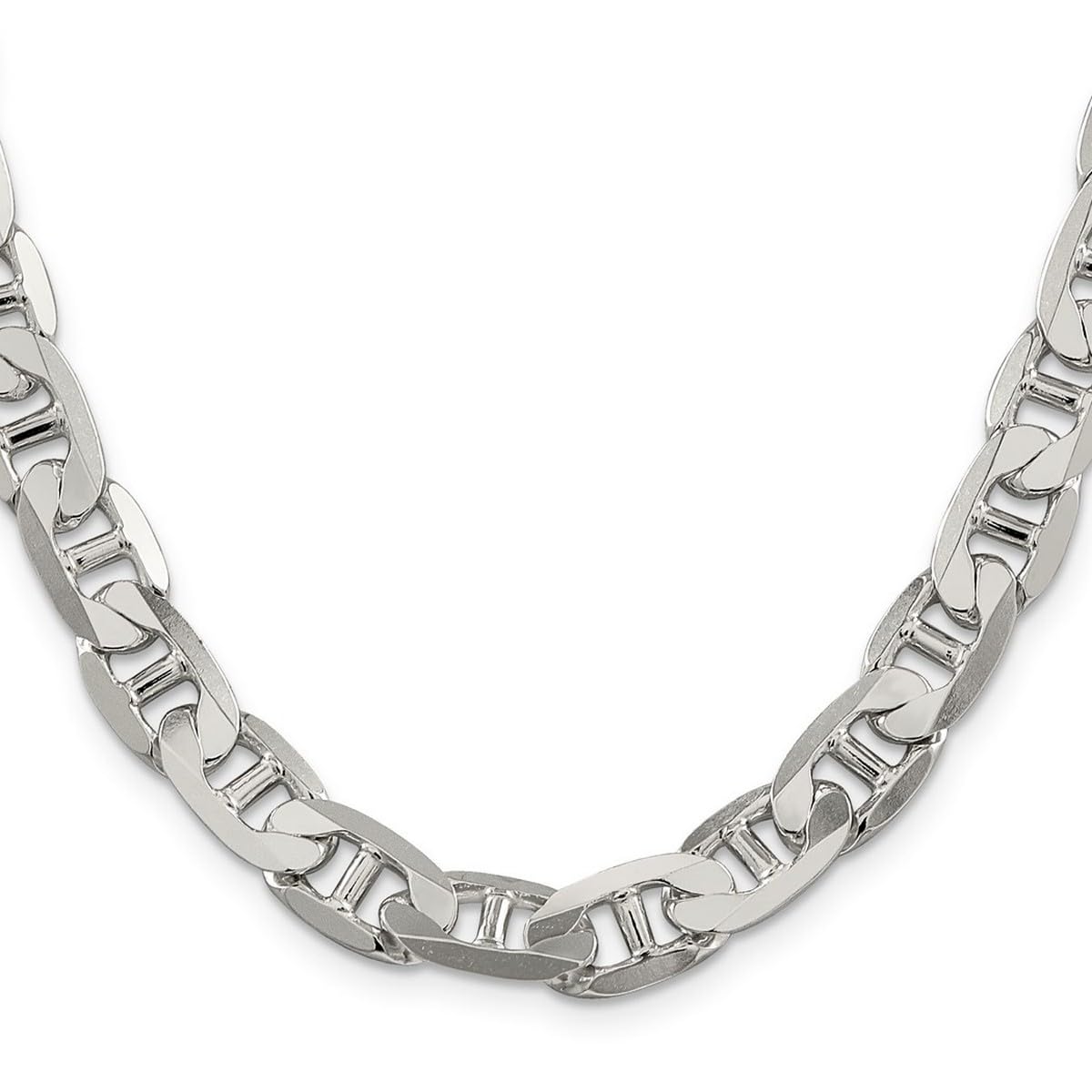 JewelryWeb 925 Sterling Silver Nautical Anchor Chain Anklet - 9.5mm Polished Solid Silver Lobster Claw Bracelet for Women & Men | Perfect for Beach Vacation, Summer Outfits and Nautical Style Accessories
