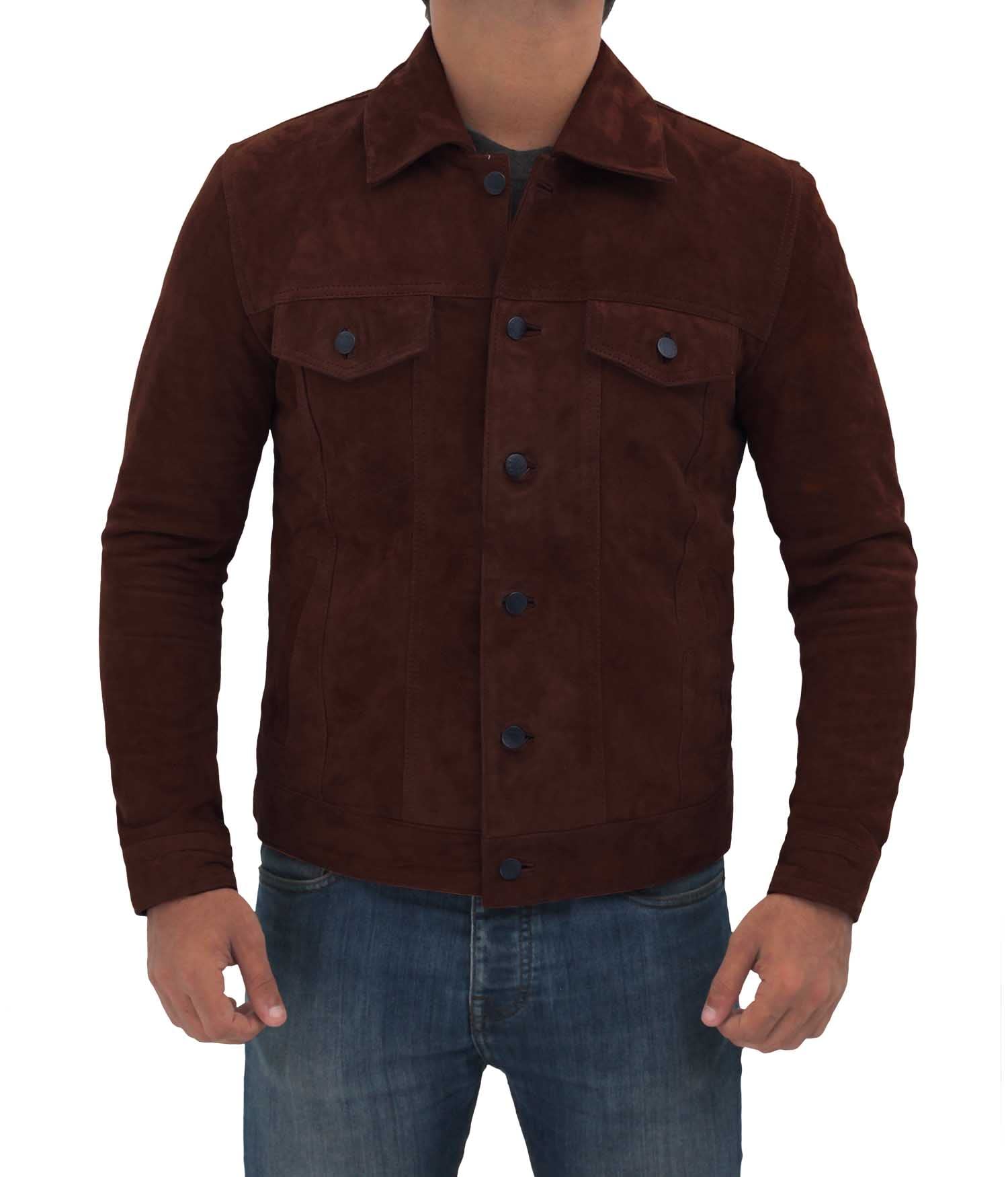 Genuine Lambskin Leather Suede Jacket for Men - Vintage Style Distressed Suede Trucker Jacket | Casual Wear, Date Night, Motorcycle Riding, Fall & Winter Fashion