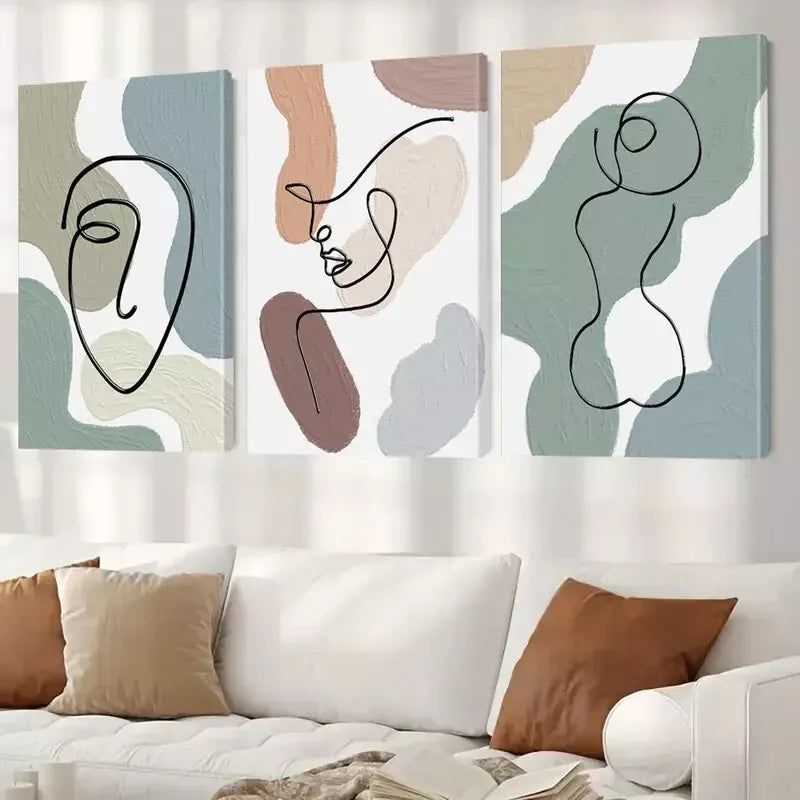 3-Piece Modern Minimalist Abstract Art Canvas Set - Framed Wall Decor 50x70cm - High Quality Print - 100% Australian Made - Ready to Hang - Perfect for Living Room, Bedroom & Office Decor