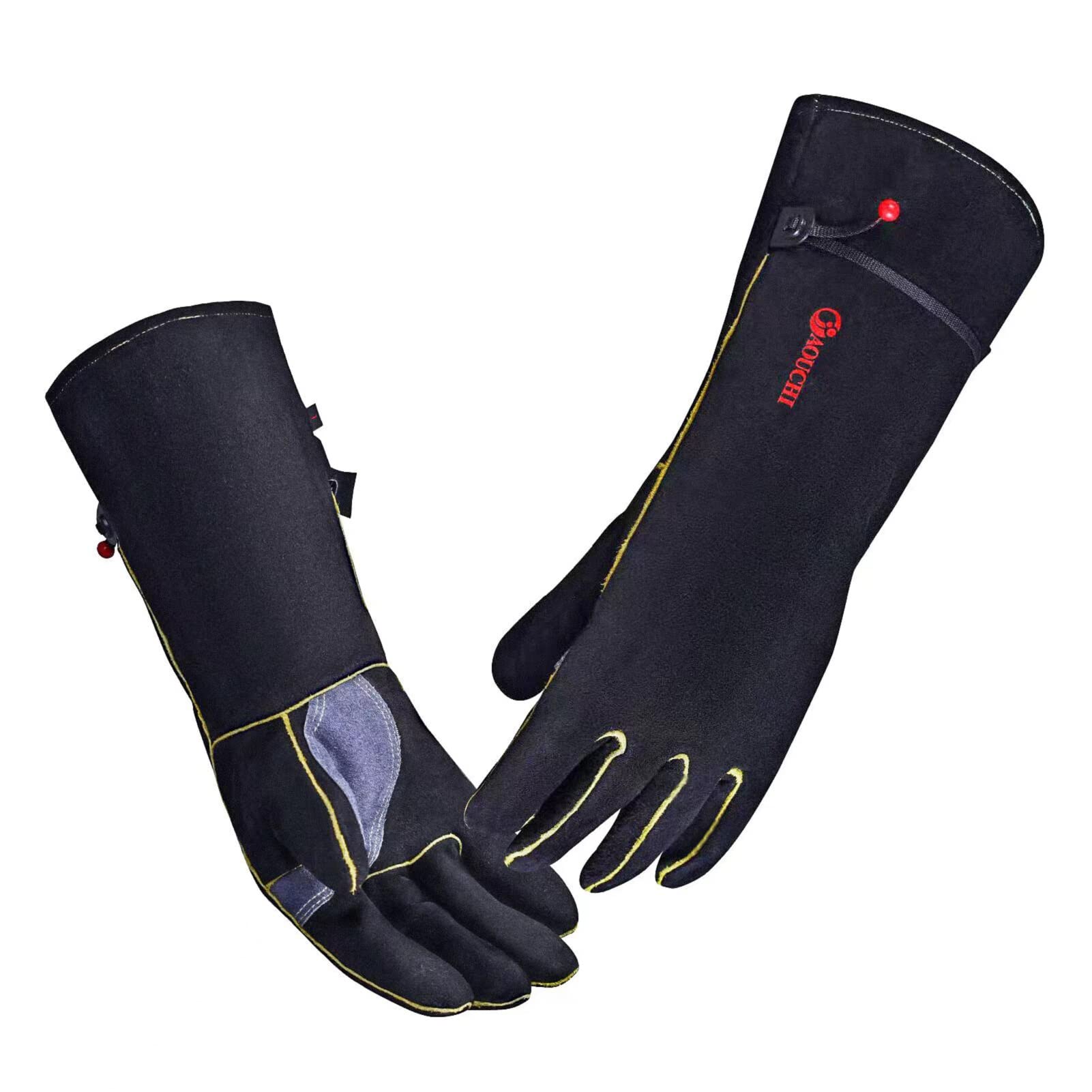 Heat Resistant Leather Welding Gloves for Men & Women - 662℉ Fireproof Work Gloves with Long Sleeves for Tig/Mig/Stick Welding, BBQ, Fireplace, Wood Stove & Animal Handling - Ideal for Grilling, Metalworking & Outdoor Cooking