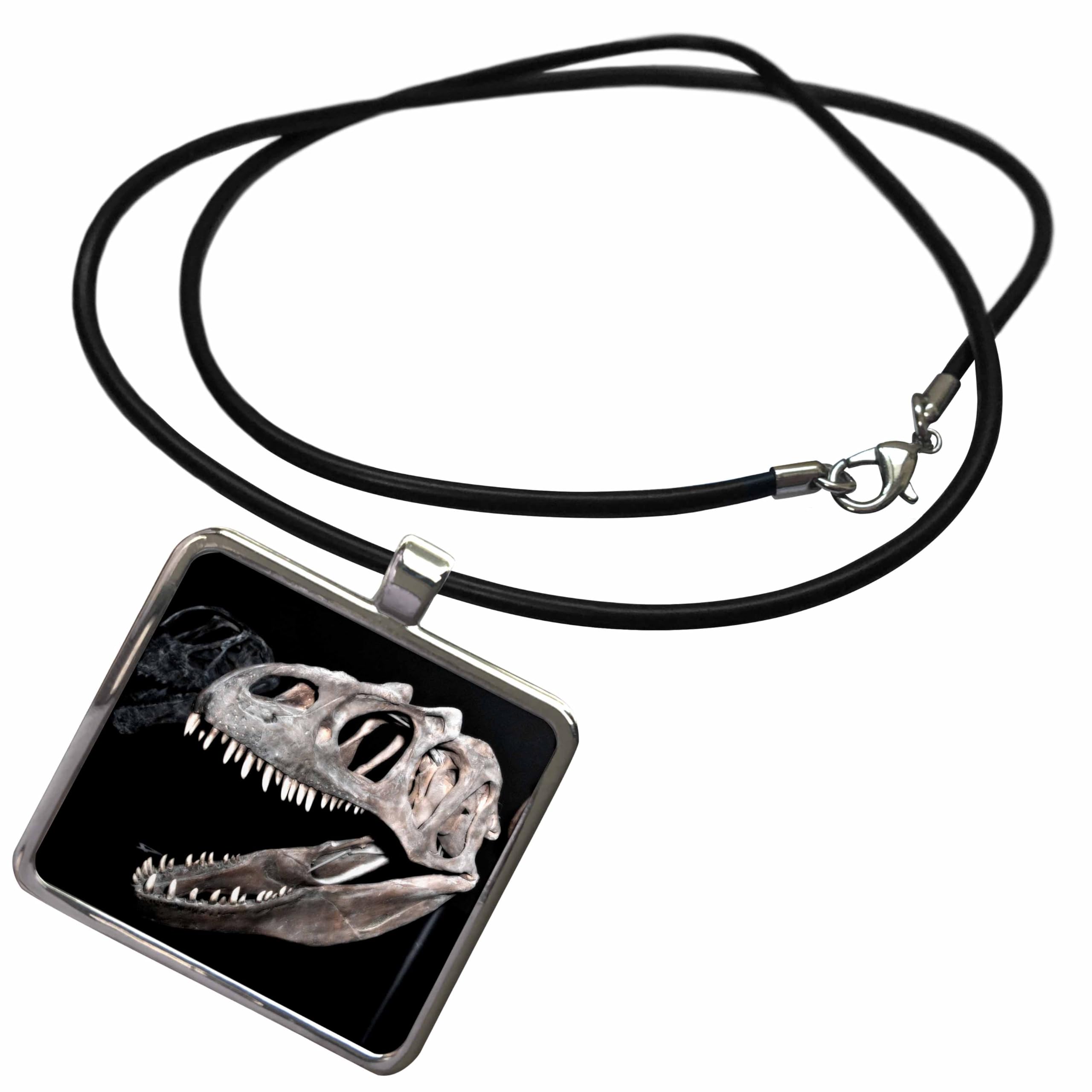 3D Rose Kike Calvo Fossil and Dinosaur Photos - Dinosaur Head with Teeth Pendant Necklace (ncl_16723) - Perfect for Paleontology Enthusiasts & Unique Jewelry Gifts