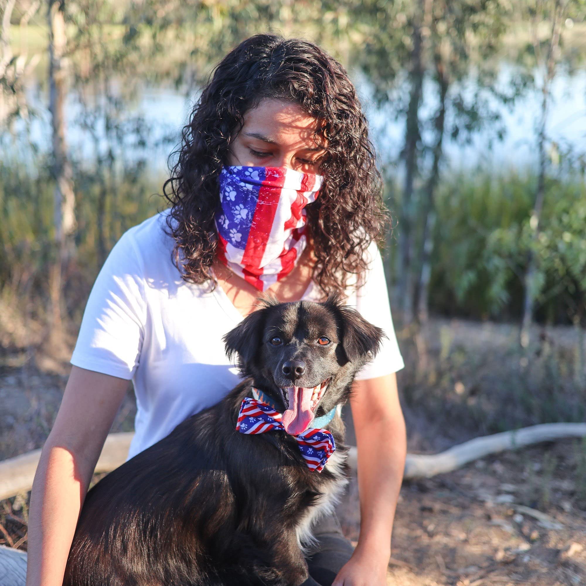 Huxley & Kent Extra-Large Pet Bow Tie Collar Attachment - Patriotic 4th of July Dog & Cat Bow Tie | Cute, Comfortable & Durable Paws & Stripes Design | Perfect for Holidays, Parties & Photo Shoots | H&K Pet Accessories