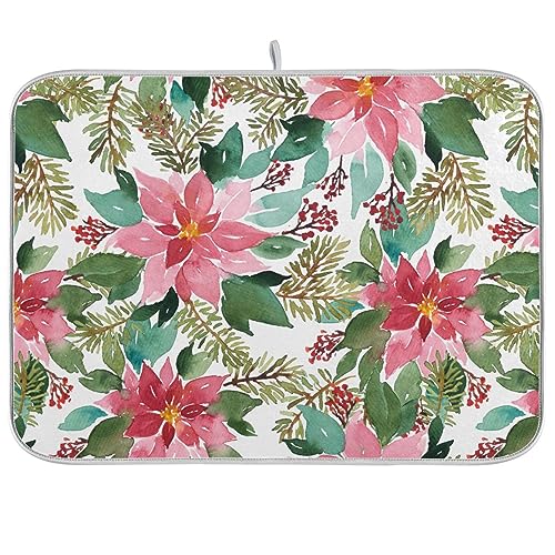 Watercolor Christmas Flower Poinsettia Spruce