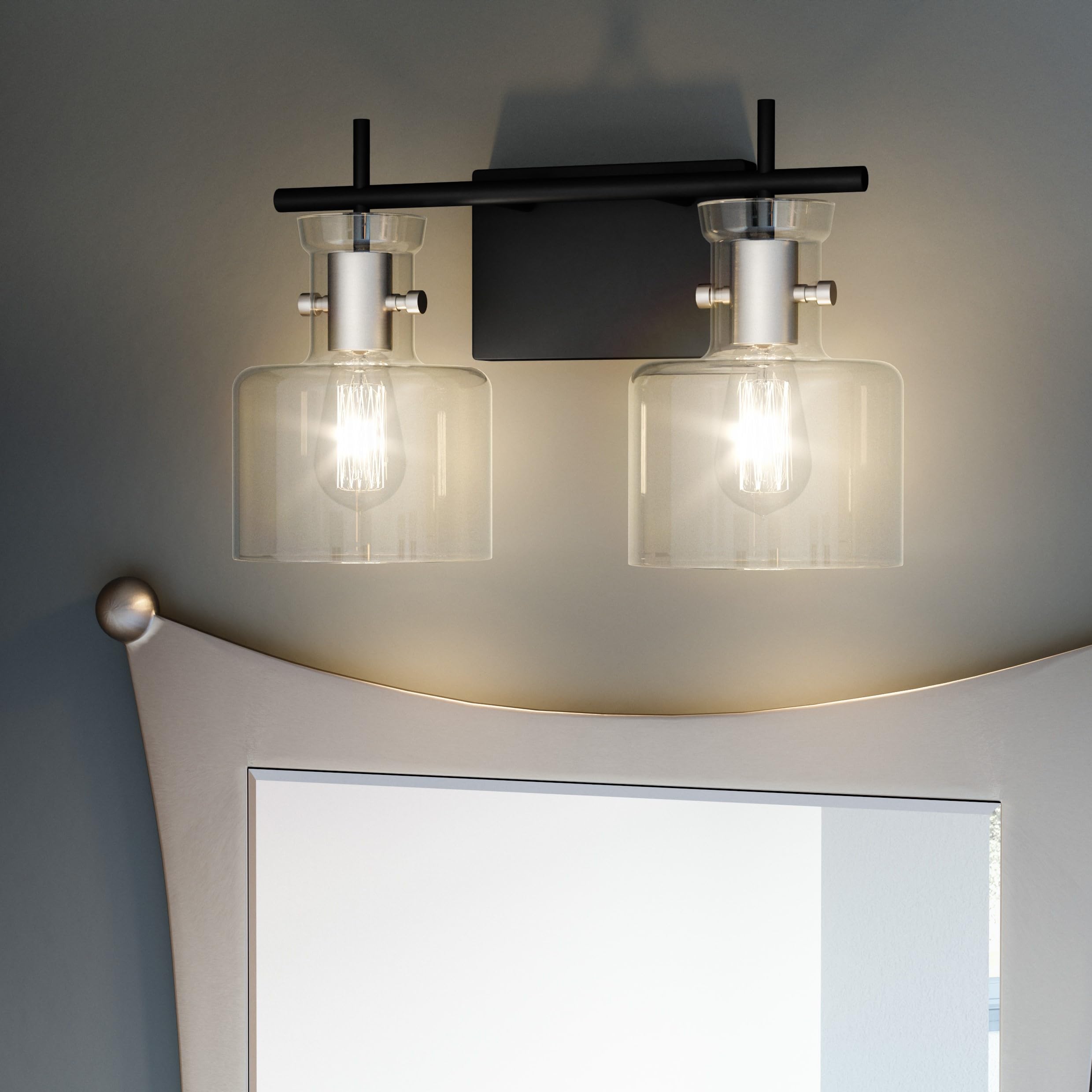 Quoizel Pensbury 2-Light Matte Black Bathroom Vanity Light - Perfect for Modern Bathroom, Bedroom, or Dressing Room Lighting