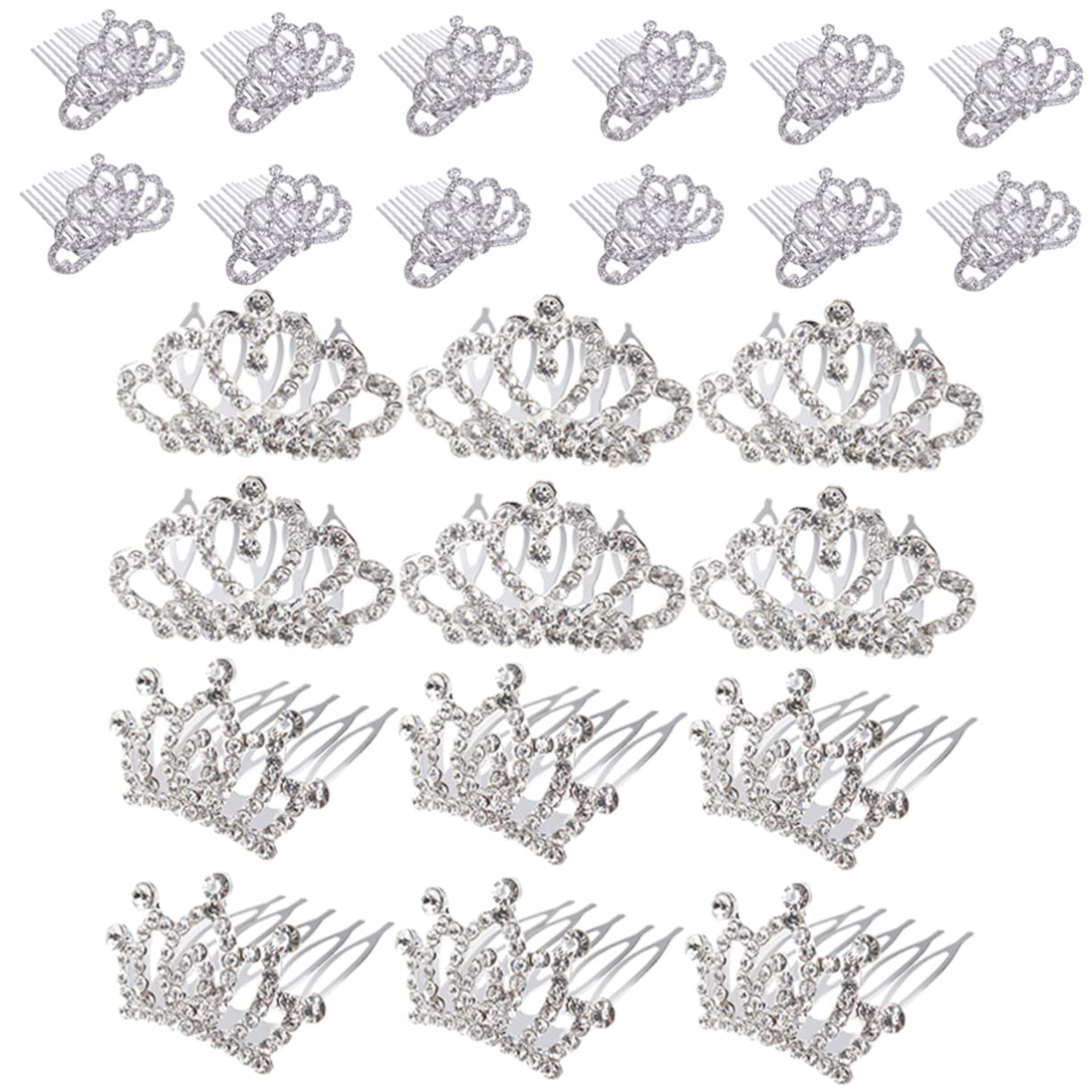 12pcs Girls Princess Crown Hair Clips - Crystal Side Combs & Hair Hoops for Kids, Birthday Party, Pageant, Costume Accessories, Dress Up Play