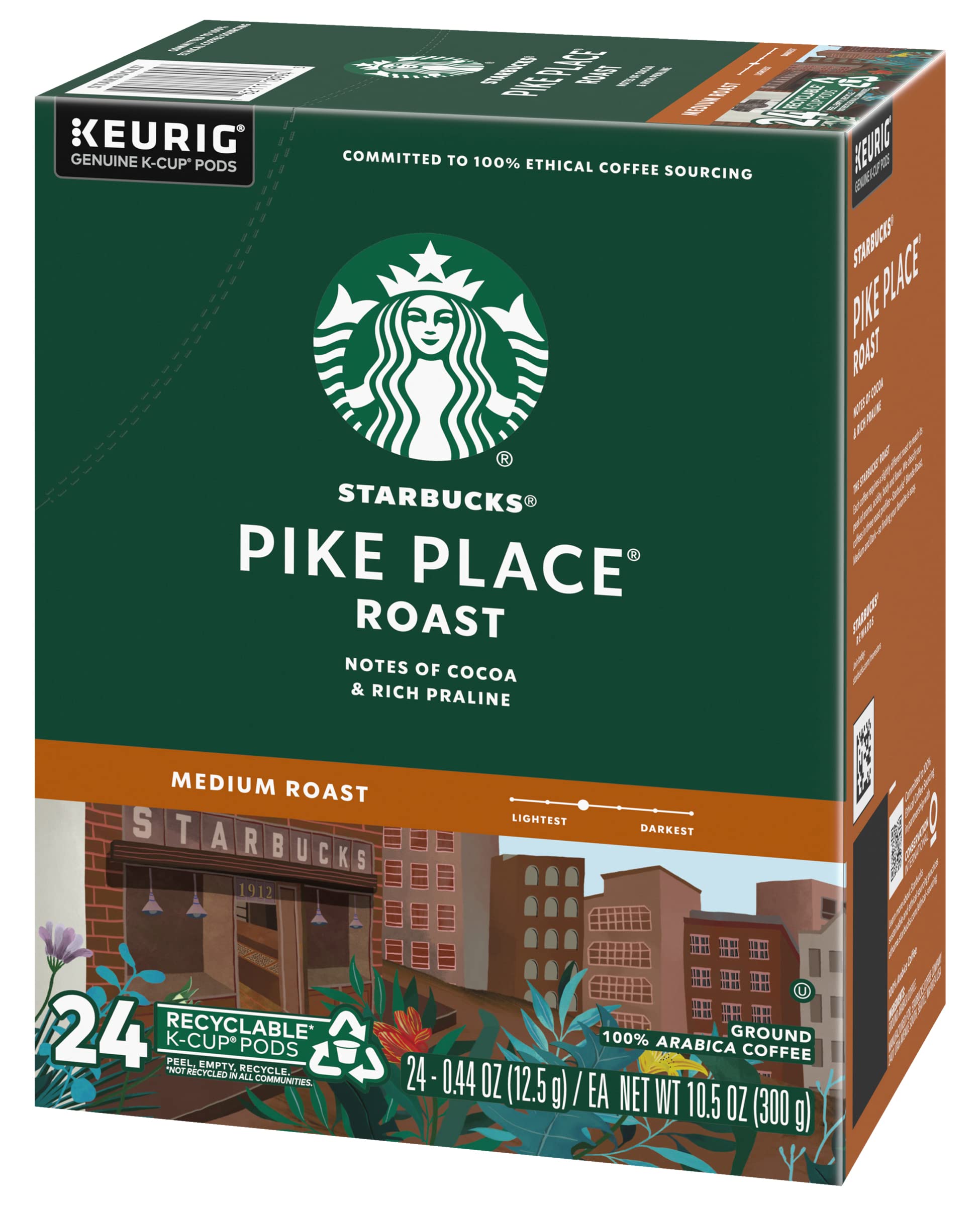 Starbucks Pike Place Roast Coffee K-Cups - Medium Roast Coffee Pods for Keurig Brewers - Perfect for Home, Office & Morning Coffee Routine
