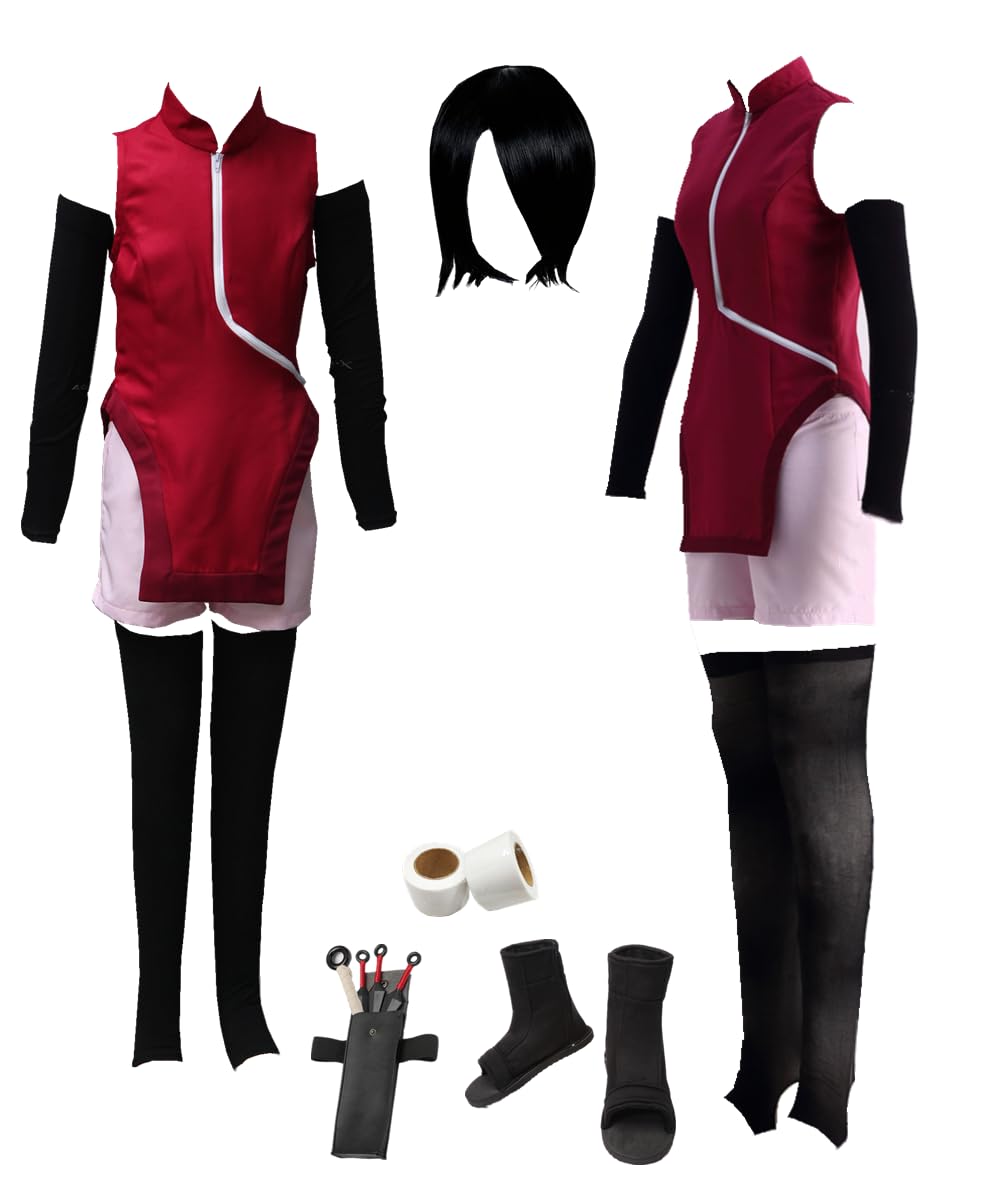 Anime Cosplay Red Cheongsam with Black Sleeves & Stockings - Women's Sexy Halloween Costume for Cosplay, Parties & Themed Events