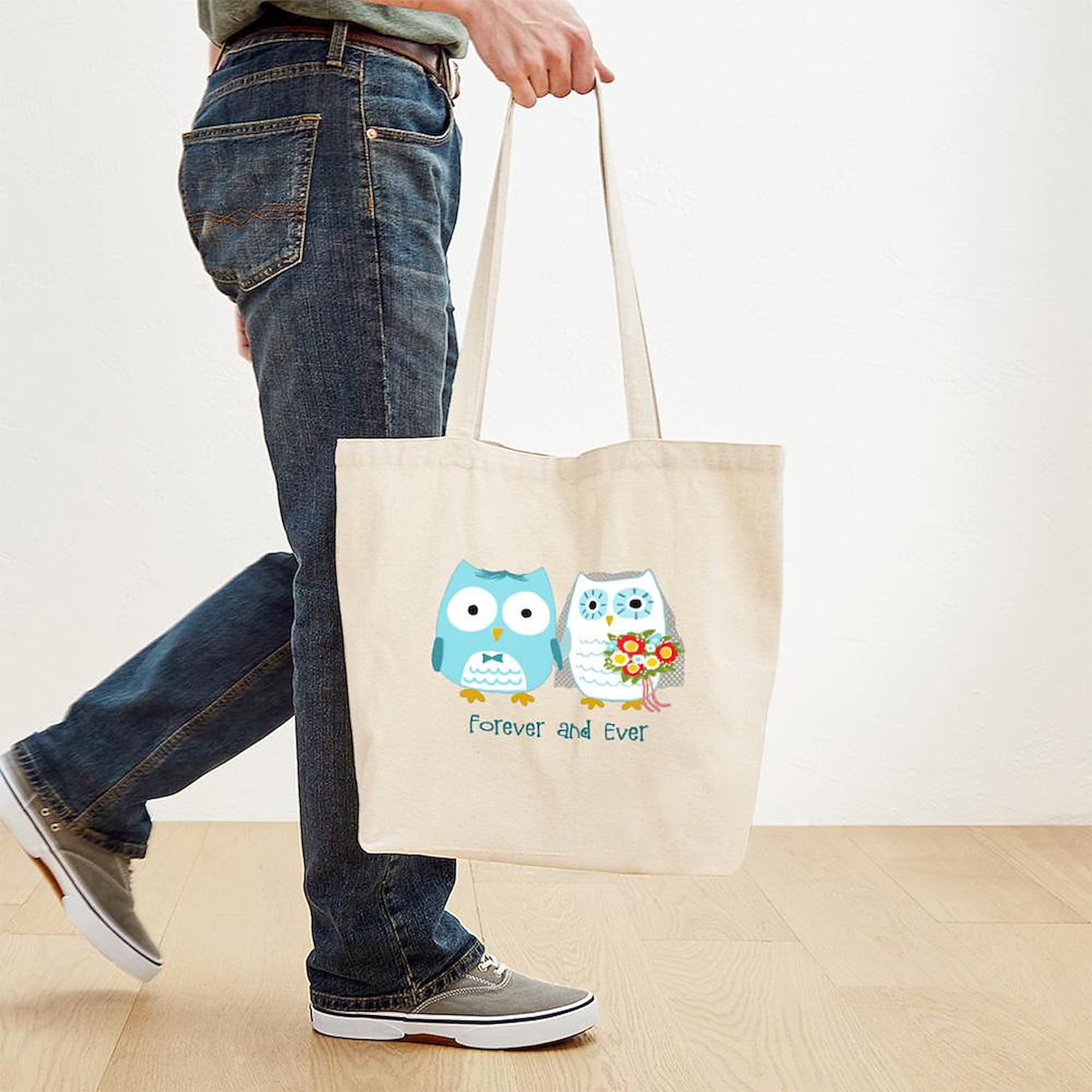 Owls Wedding Tote Bag - Natural Canvas Reusable Shopping Bag for Bridal Party, Eco-Friendly Grocery Tote - Perfect for Bridal Showers, Beach Weddings & Sustainable Shopping