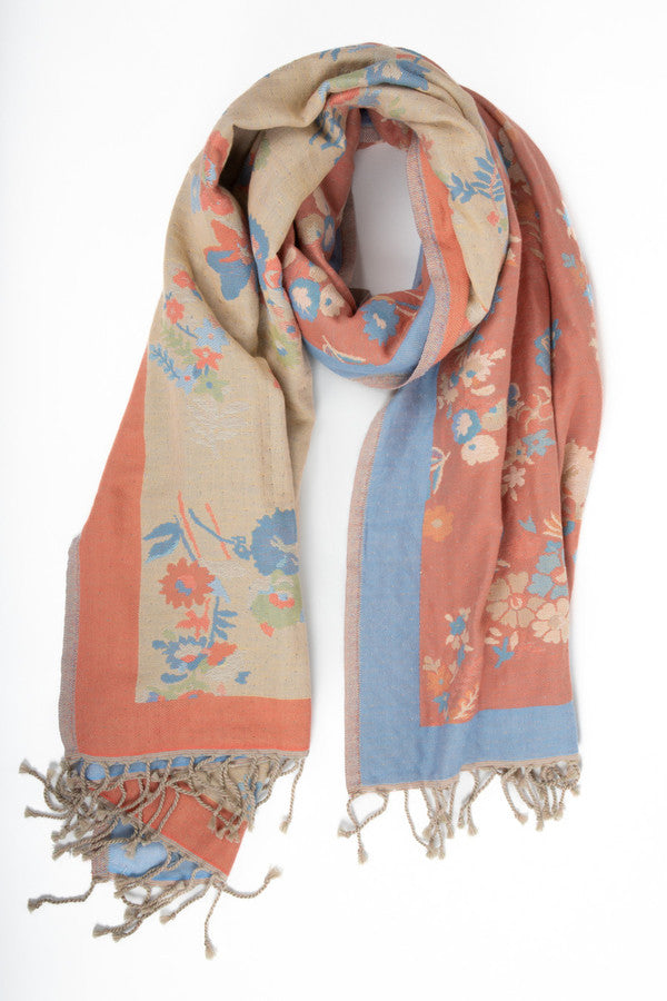 Fiore Pastel Reversible Scarf - Soft Lightweight Womens Fashion Accessory for Spring & Fall Outfits | Perfect for Work, Travel and Casual Wear
