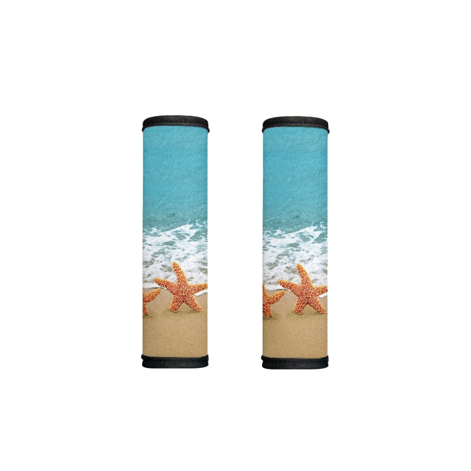 Soft Summer Beach Print Luggage Handle Wrap & Tag Set of 2 - Comfortable Grip Protector for Travel Bags, Suitcases & Portable Refrigerators | Perfect for Vacations, Beach Trips & Air Travel