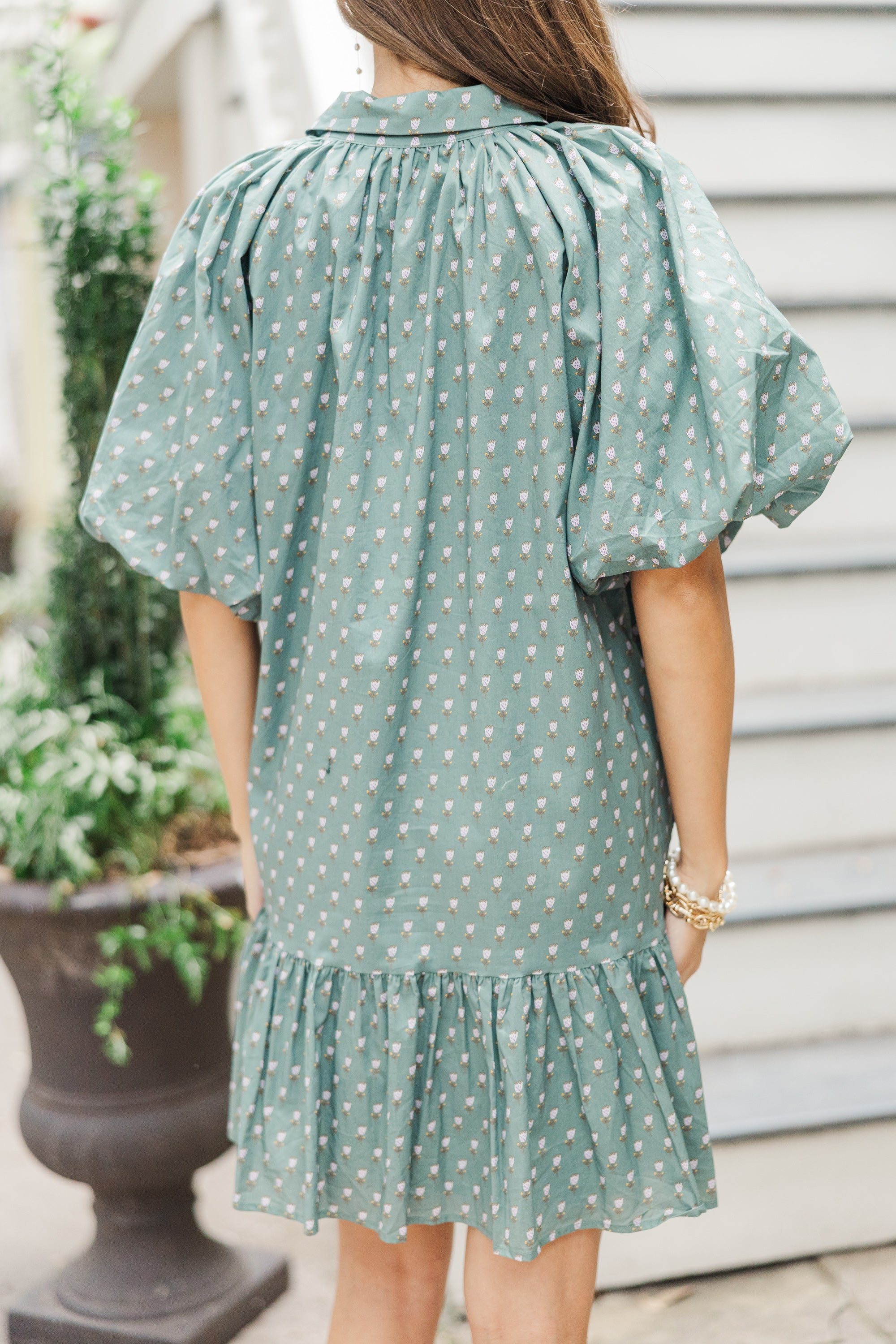 Aureum Women's Eucalyptus Green Floral Print Dress - Breathable Summer Maxi Dress for Beach Vacation, Garden Party & Date Night